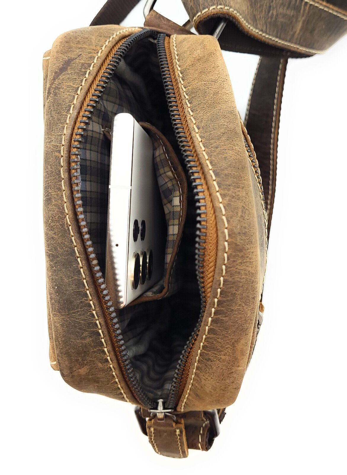 Ven Tomy Umhängetasche kleine Schultertasche Crossbag aus Büffelleder im vintage Look