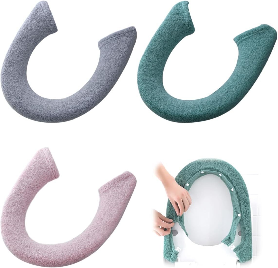 FELIXLEO WC-Deckelbezug 3 Stück Toilettensitzbezug Universal WC Sitzwärmer Waschbar Weich
