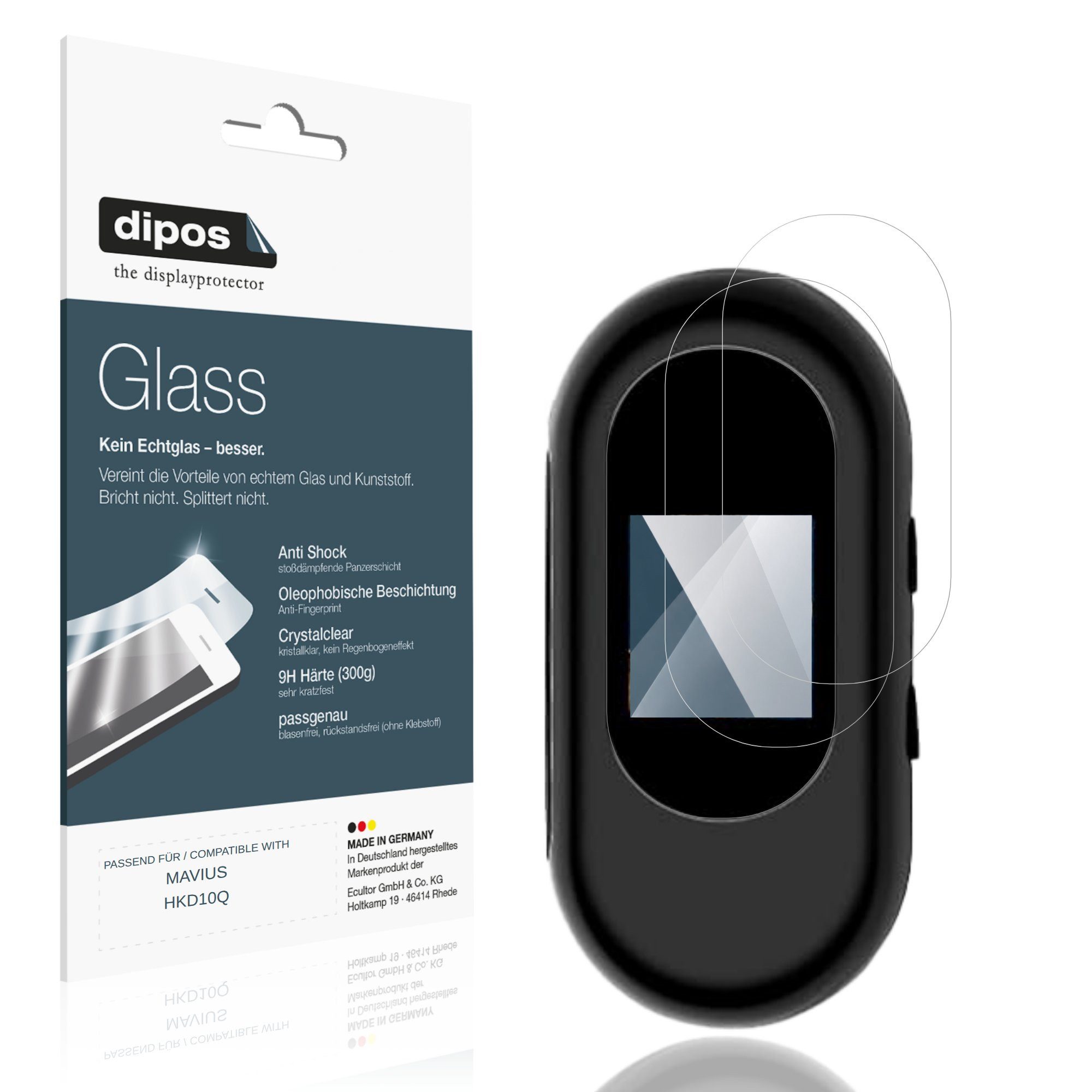 dipos Displayschutzfolie Schutzfolie für MAVIUS HKD10Q, 2 Stück, Displayschutz Schutz Folie Made in Germany