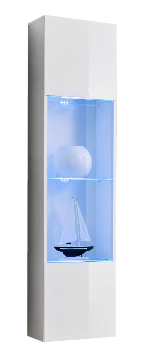 mit Home Wohnwand LED-Beleuchtung, Biokamin, Schwarz/Weiß Unique Wohnwand 260x170x40cm M3