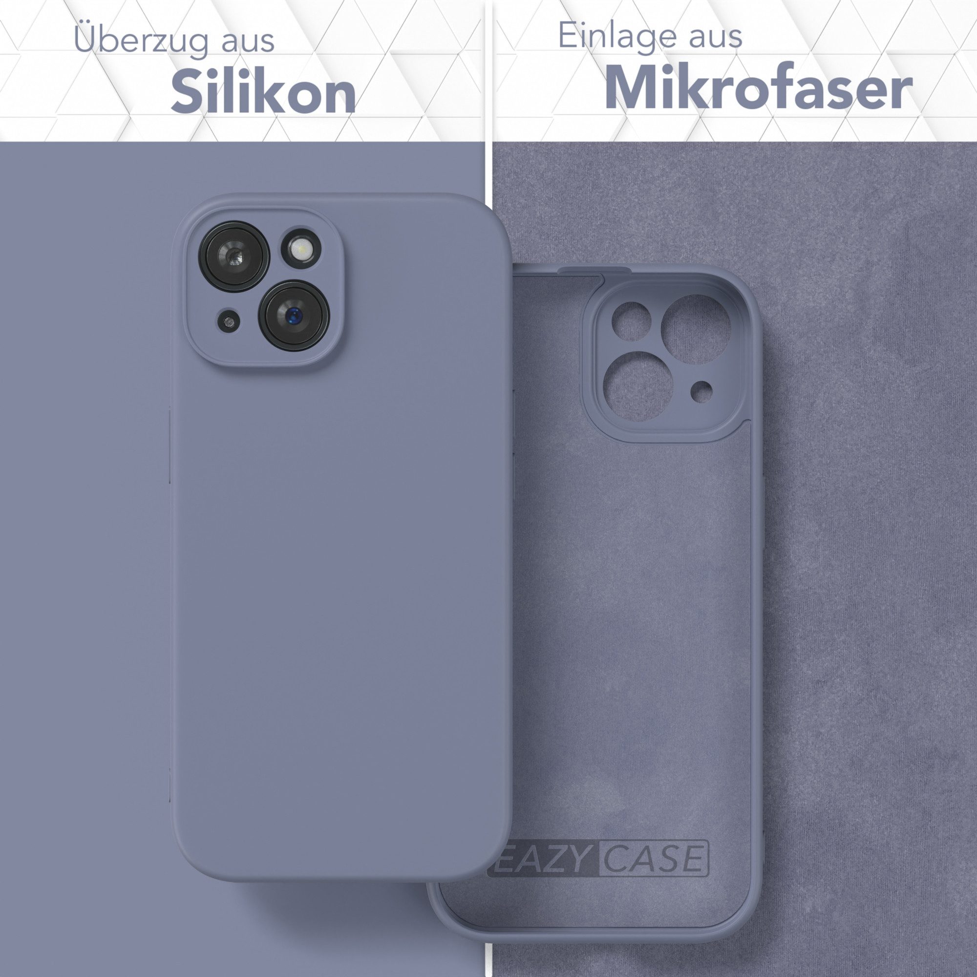 EAZY CASE Handyhülle für Apple iPhone 15 Hülle Silikon 6,1 Zoll, Silikon Schutzhülle mit Kameraschutz Matt Back Cover Soft Eis Blau – Bild 3 von 5