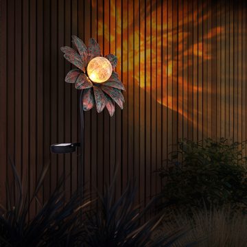 etc-shop LED Gartenleuchte, LED-Leuchtmittel fest verbaut, Warmweiß, 2x LED Solar Außen Steck Lampen Glas Strahler Kugel Garten Deko Blumen