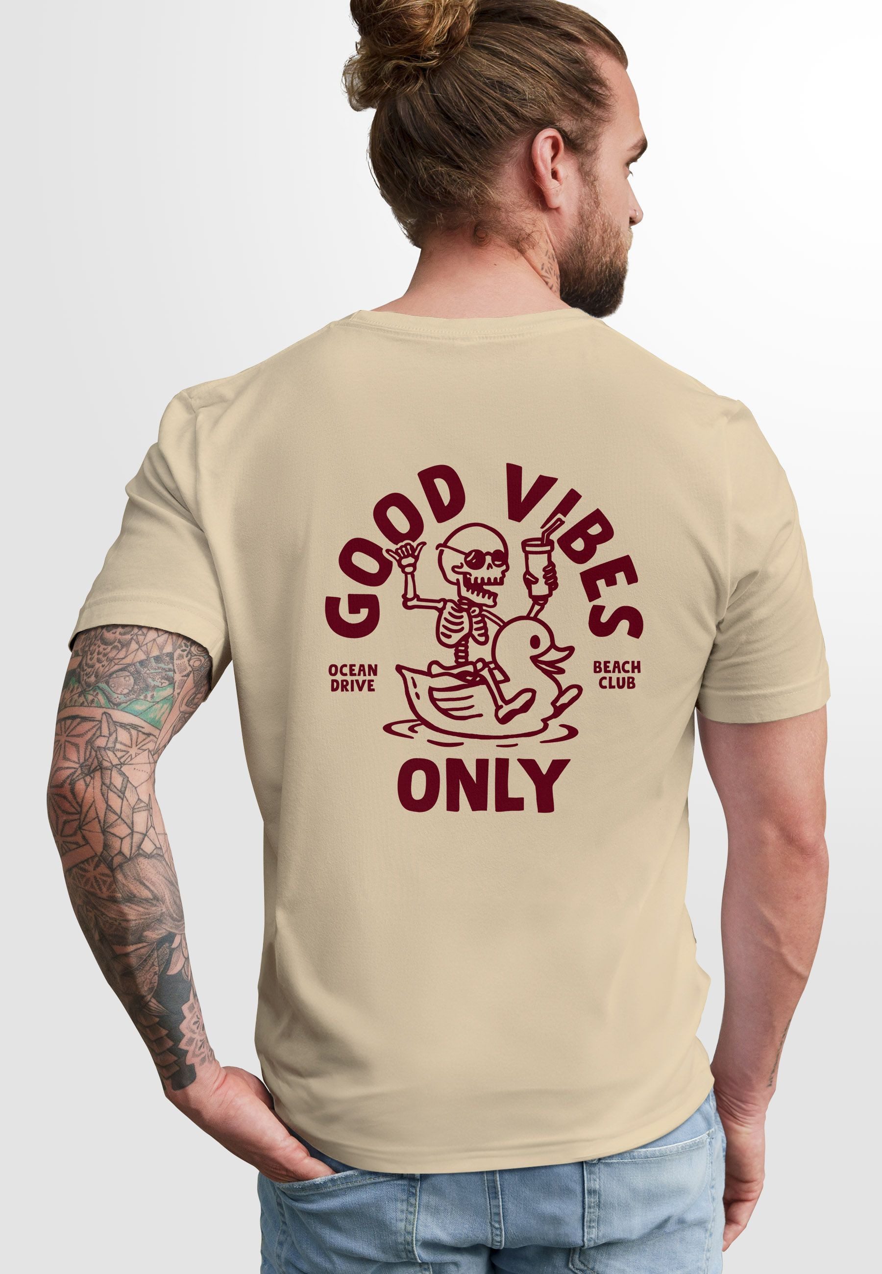 Neverless Print-Shirt Herren T-Shirt Backprint Good Vibes Only Quitsche-Ent günstig online kaufen