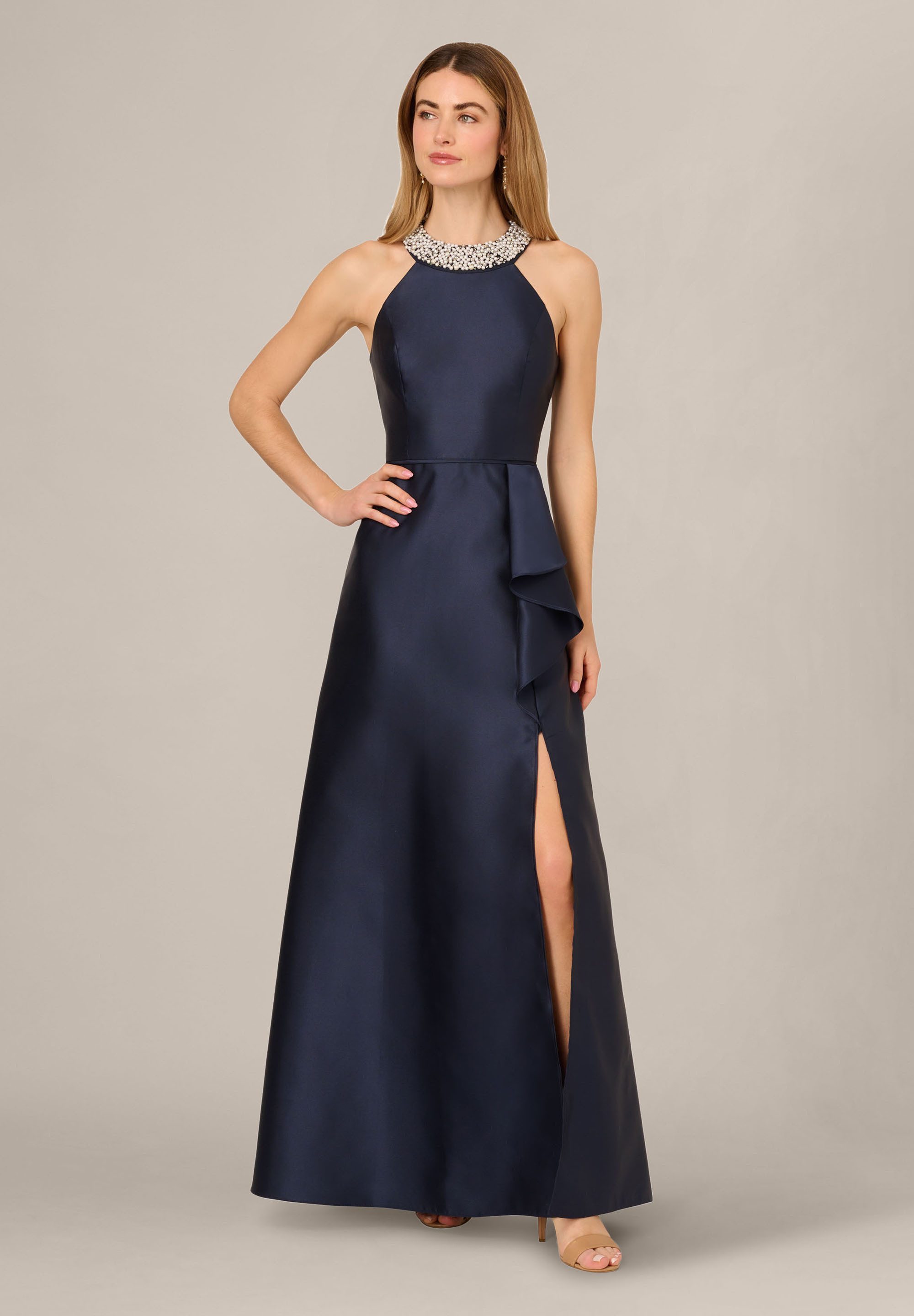 Adrianna Papell Abendkleid Embellished Mikado Gown Atemberaubendes und strukturiertes Mikado-Kleid