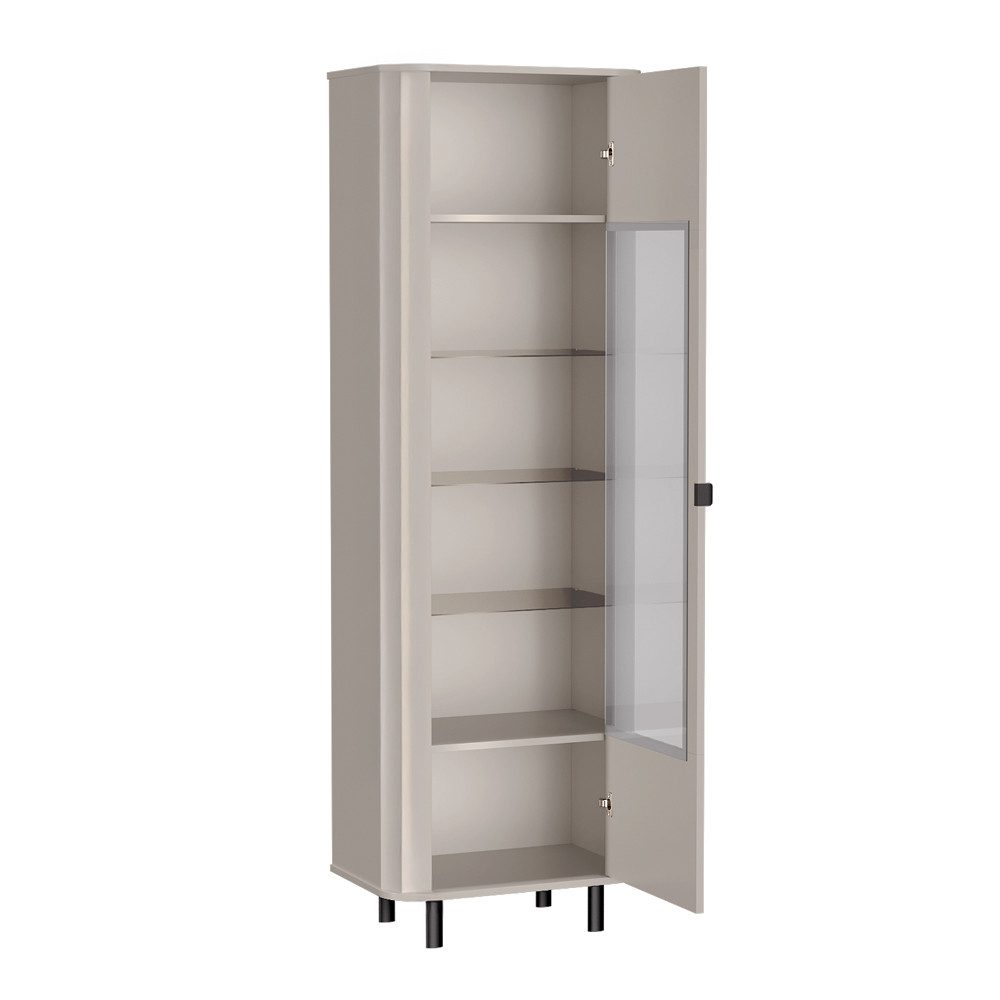 Lomadox Wohnzimmer-Set NASHVILLE-161, (Mega-Spar-Set, 2-St., Vitrine Lowboard), Wohnzimmer-Set in Taupe, mit Wellen-Optik, modern – Bild 4 von 5