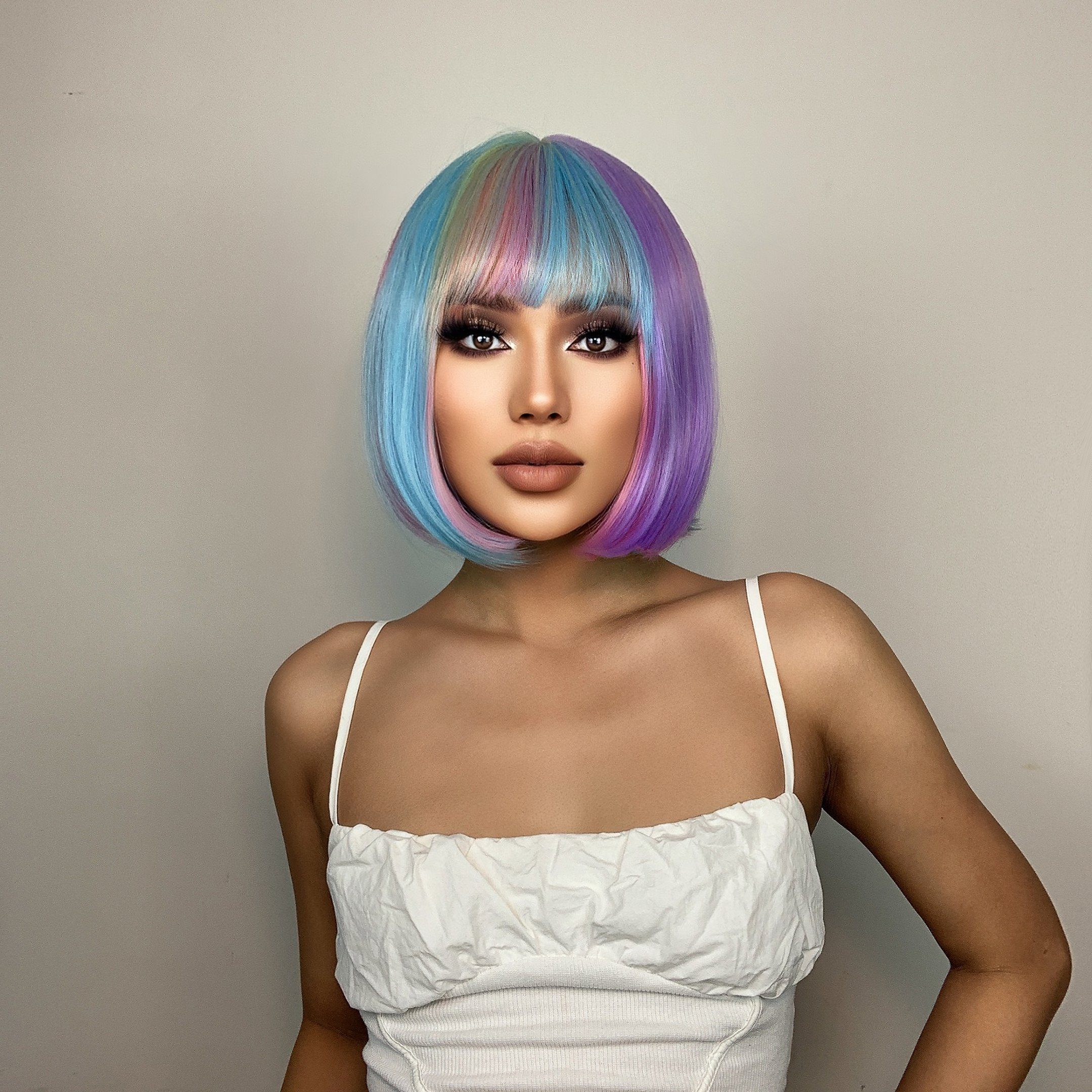 Püke Kunsthaarperücke Perücke,kurzes,lockiges Farbig Natürliche Haar Frauen,14inch platinblonde für