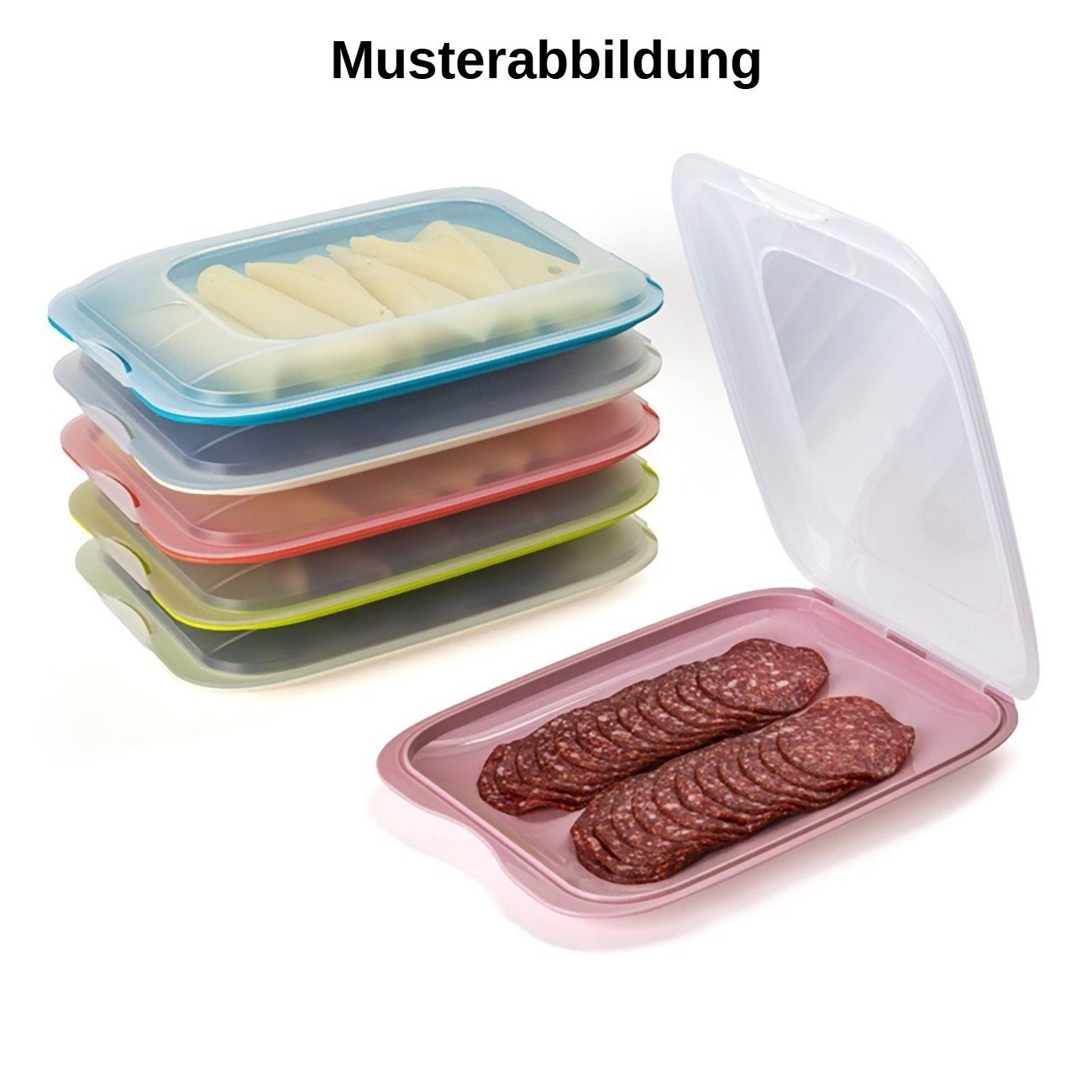 Engelland Frischhaltedose Aufschnittdosen, Kühlschrankbox, Kunststoff, (Vorteils-Set, 6-tlg., mit transparentem Deckel), stapelbar, platzsparend, Ordnung im Kühlschrank, Organizer, Stapelbox