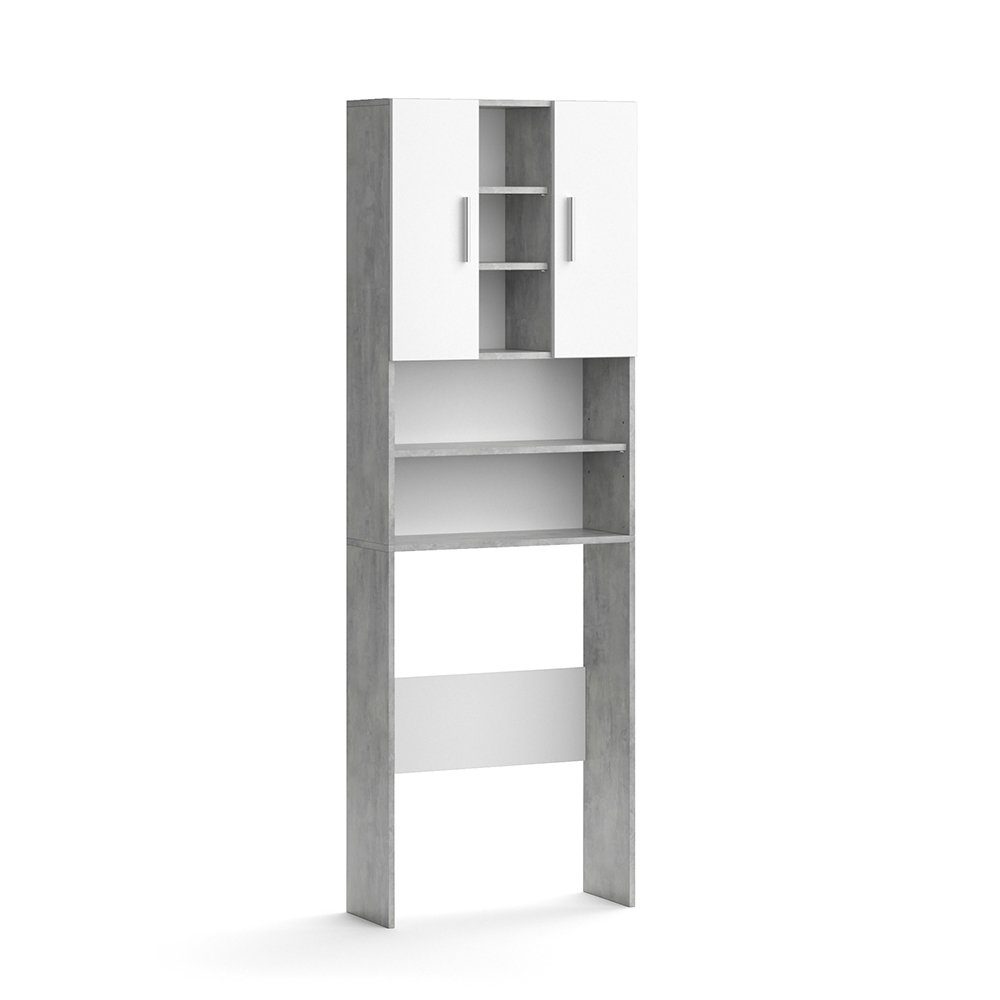 Vicco Waschmaschinenschrank Luis Beton/Weiß 190 x 64 cm günstig online kaufen