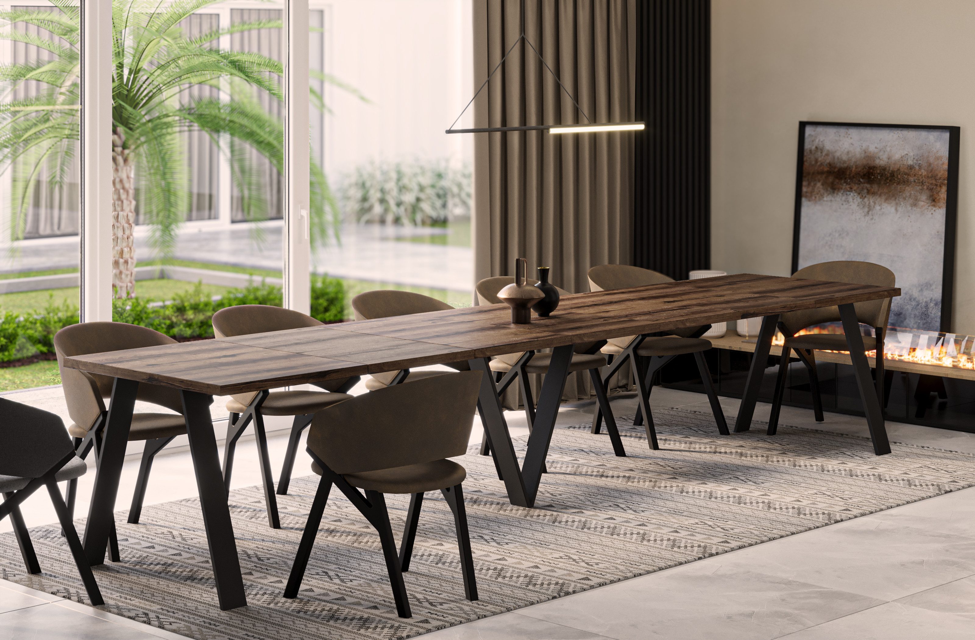 Endo-Moebel Esstisch Lungo XXL 130-405 cm, Metallgestell, ausziehbar, erwei günstig online kaufen