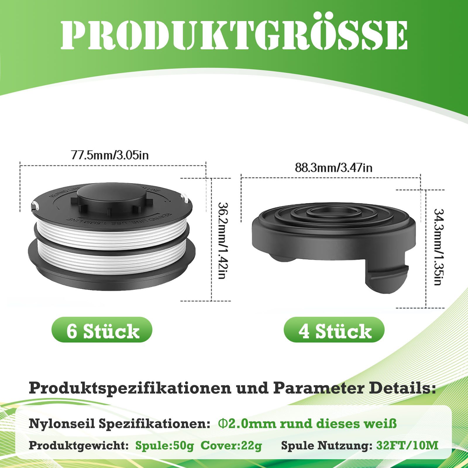 SURFOU Fadenspule 6 Stück Fadenspule Passend mit Spulendeckel Φ1.6mm 10m Ny günstig online kaufen