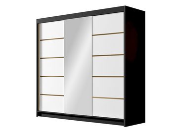 MIRJAN24 Kleiderschrank Evo VI (mit drei Schwebetüren) 200x58x215 cm, Frontspiegel 3 mm