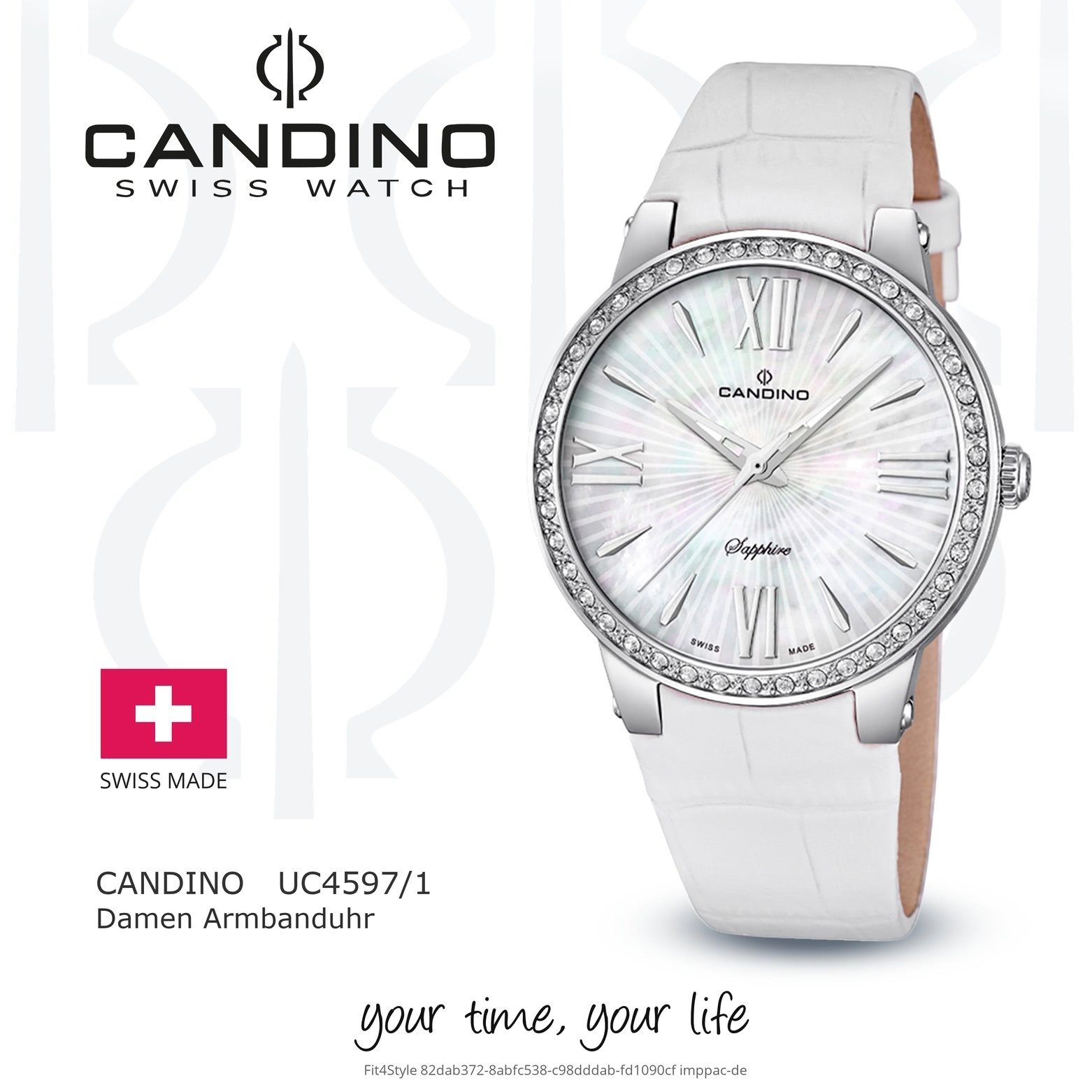 Armbanduhr Lederarmband Candino weiß, Fashion Damen Quarzuhr Quarzuhr Candino C4597/1, rund, Analog Damen