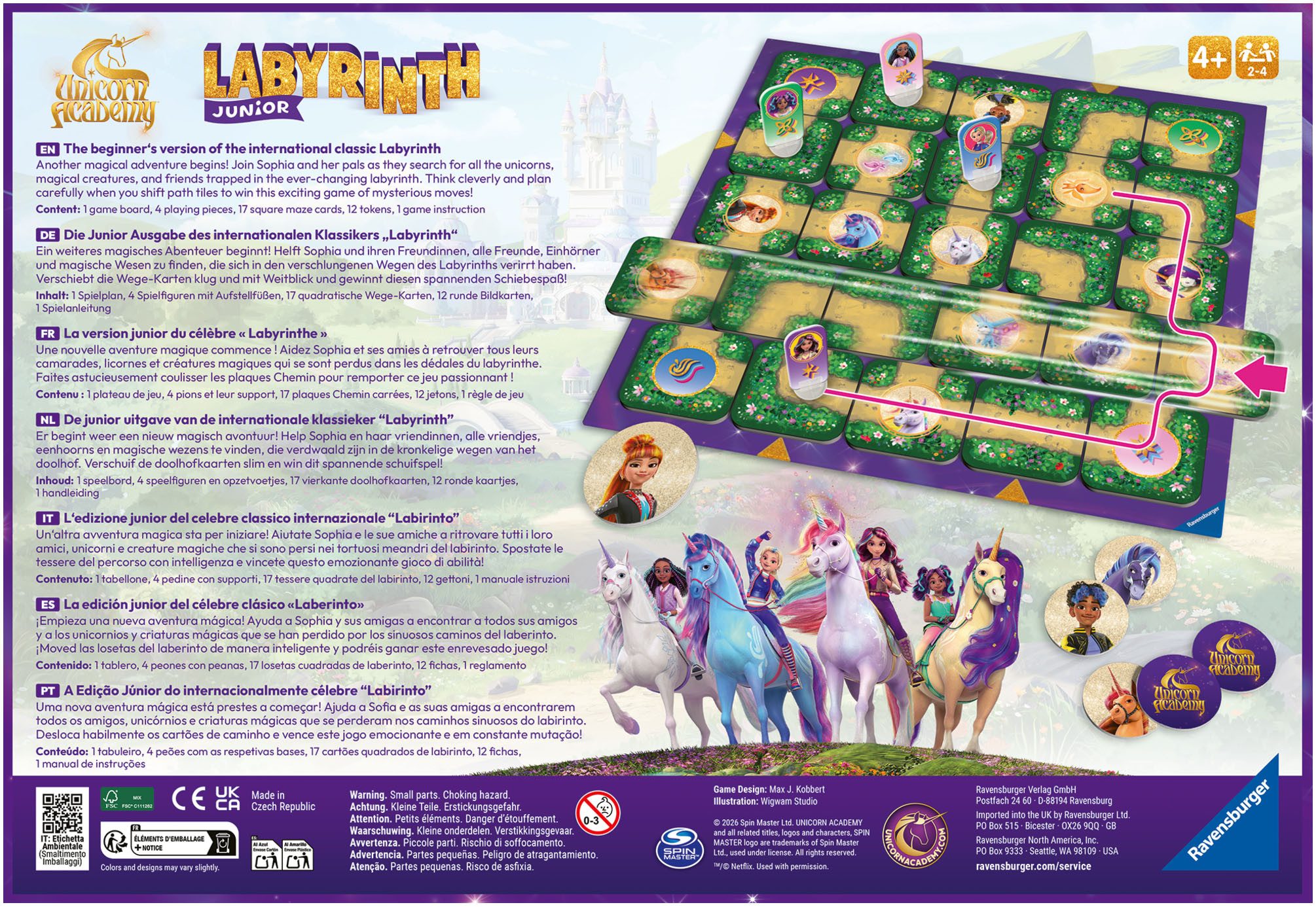 Ravensburger Spiel Unicorn Academy Junior Labyrinth, Kinderspiel, Made in Europe