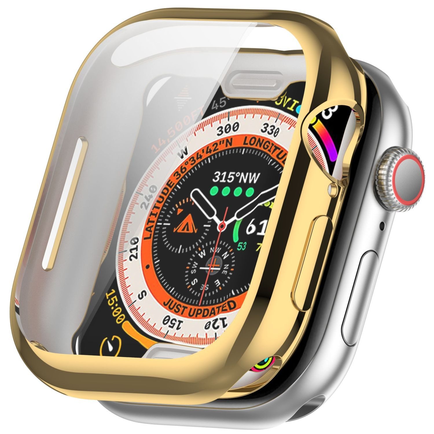 Wigento Smartwatch-Hülle Für Apple Watch Series 11 / 10 42mm Full Cover TPU Schutz Hülle Gold, Full TPU Schutzhülle, nahtlose Passform