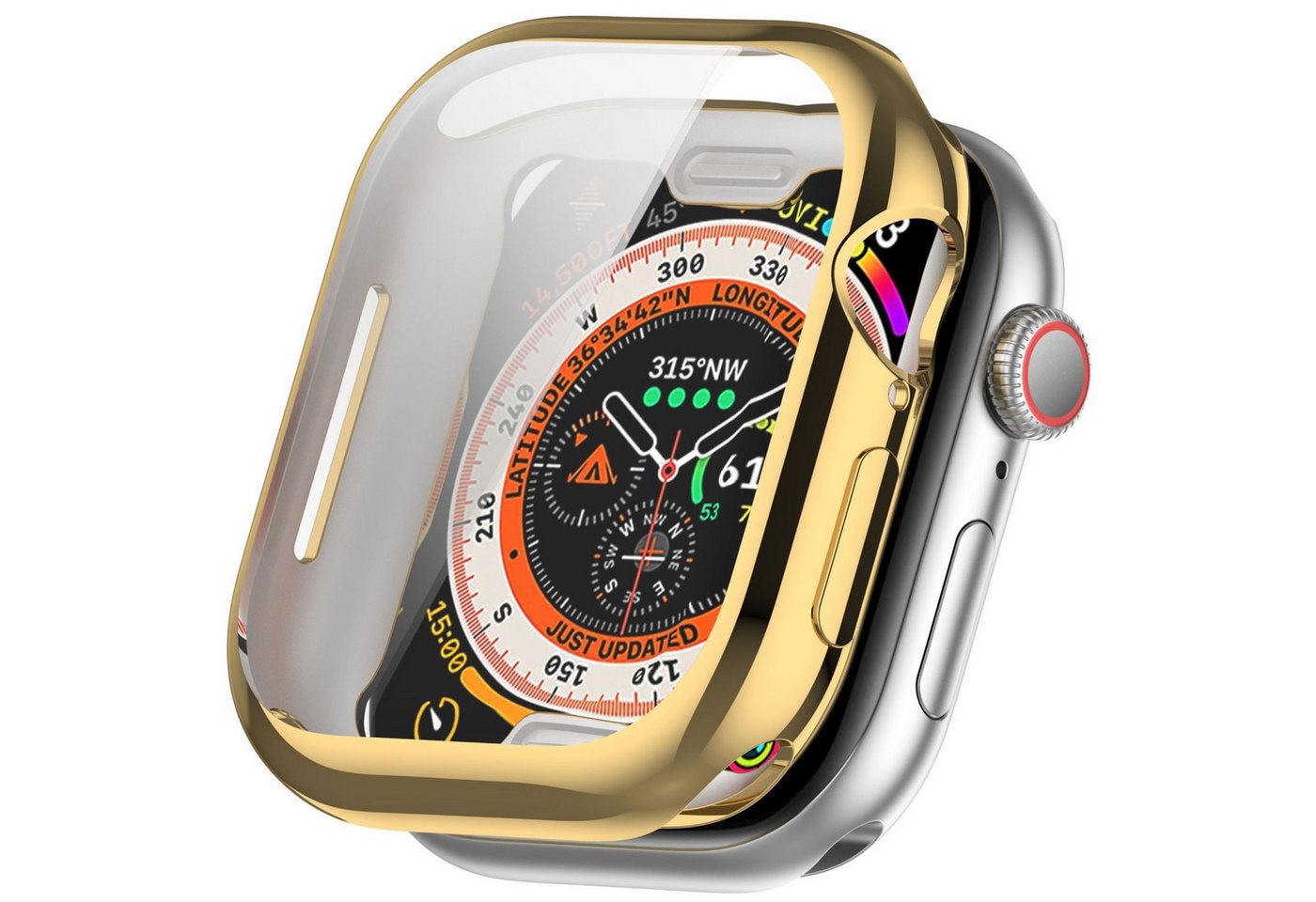 Wigento Smartwatch-Hülle Für Apple Watch Series 11 / 10 42mm Full Cover TPU Schutz Hülle Gold, Full TPU Schutzhülle, nahtlose Passform