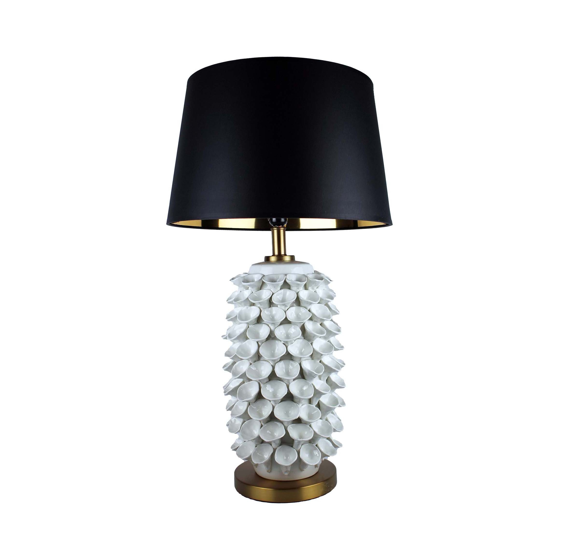Cosy Home Ideas Tischleuchte Tischlampe in Keramik weiß mit Lampenschirm weiß, ohne Leuchtmittel, warmweiß, für eine angenehme Beleuchtung
