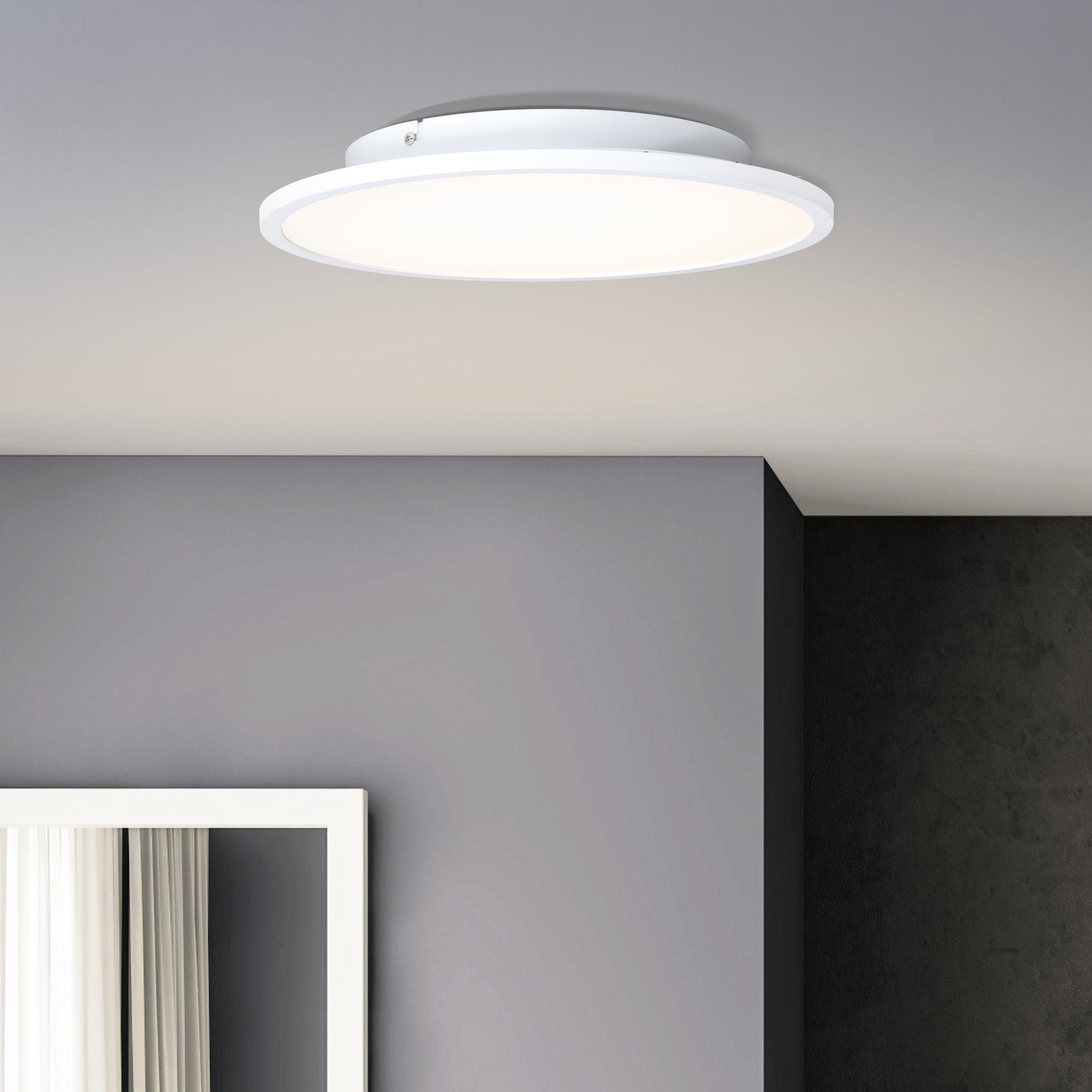 Lightbox LED Deckenleuchte, LED fest integriert, warmweiß, LED Aufbaupaneel, 35 cm Ø, 24 W, 2400 lm, 2700 K, Metall/Kunststoff