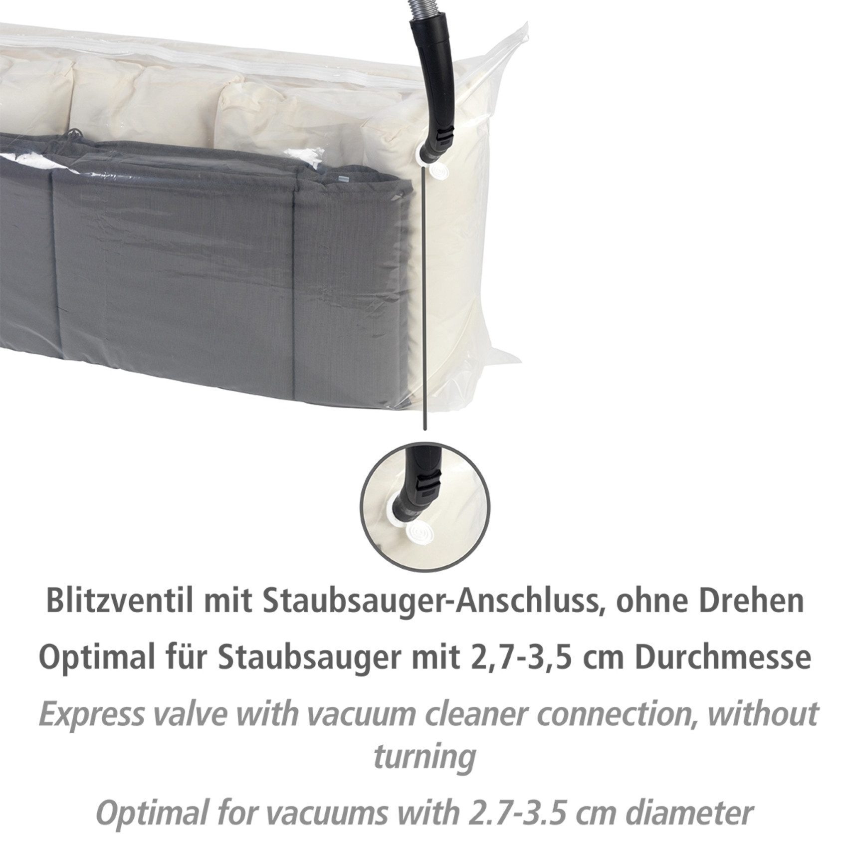 WENKO Vakuumierbeutel Vakuum Jumbo Cube XXL, extra großer Vakuumbeutel für Kleidung, Gartenpolster & Bettdecken