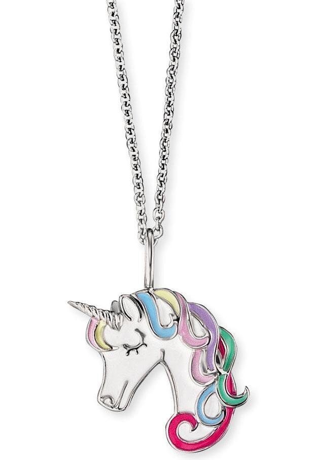 Herzengel Kette mit Anhänger Einhorn, HEN-UNICORN01, mit Emaille,  Halsschmuck mit buntem Einhornanhänger