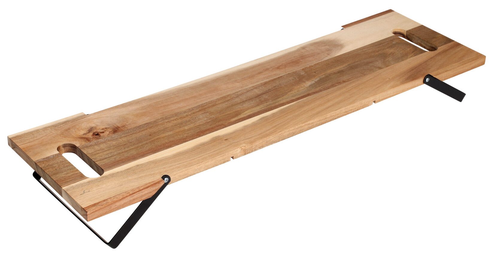 matrasa Servierplatte mit Klappfüßen - Holzbrett Etagere Serviertablett, Akazienholz, 67 x 20 x 7cm