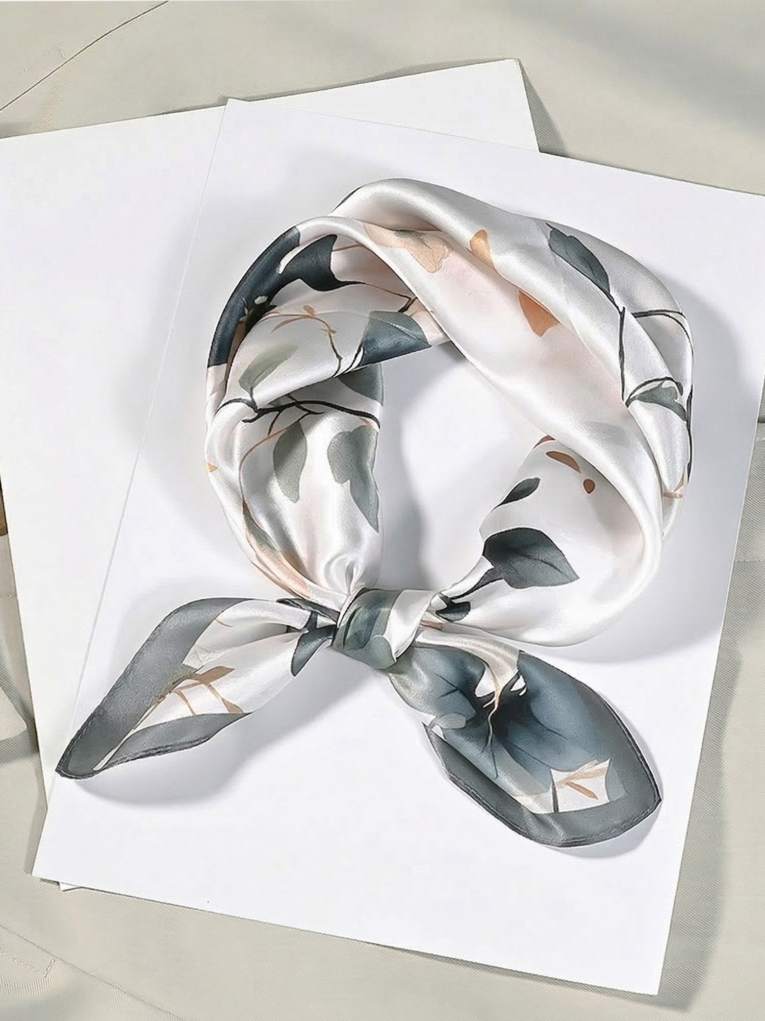 Vivi Idee Seidentuch 100% Maulbeerseide Halstuch Damen, Quadratisches 53x53 cm Halstuch, bedrucktes Seidenschal