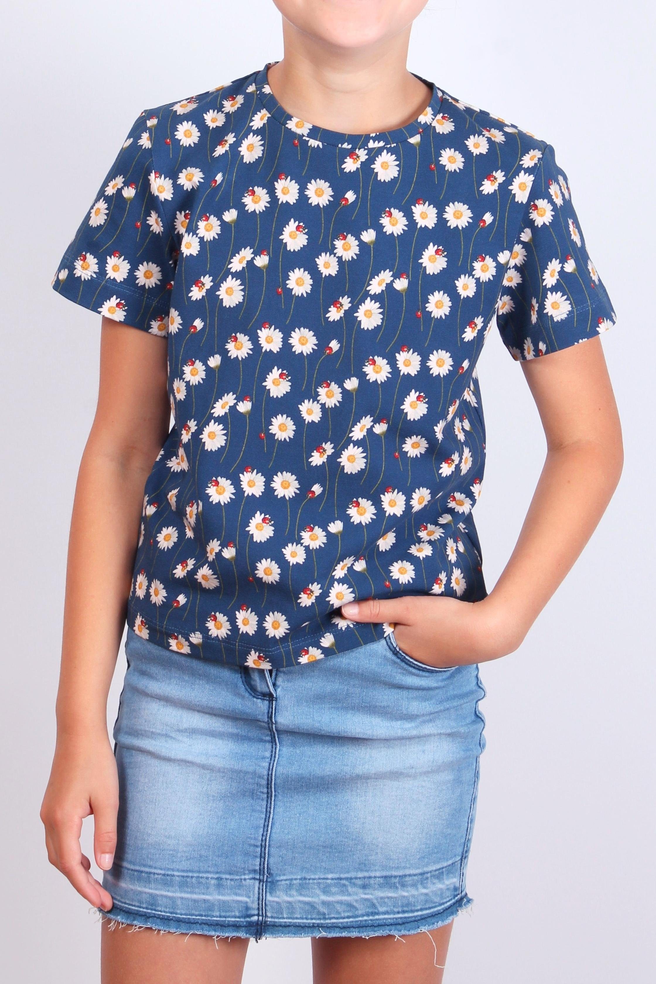 coolismo T-Shirt Print-Shirt Mädchen Baumwolle Alloverprint, mit für Gänseblümchen Rundhalsausschnitt