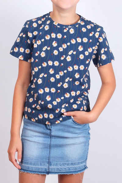 coolismo T-Shirt Print-Shirt für Mädchen mit Gänseblümchen Rundhalsausschnitt, Alloverprint, Baumwolle