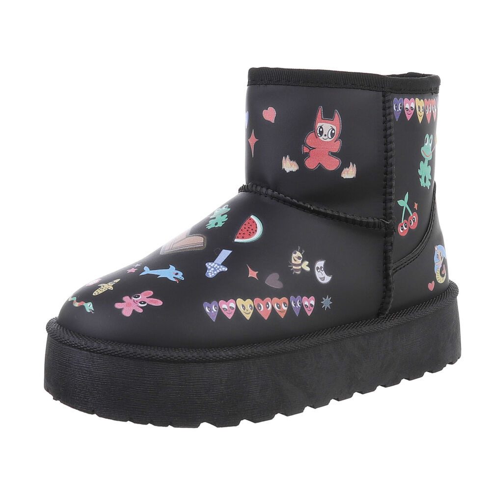 Ital-Design Kinder Snowboots Freizeit Stiefelette (87214306) Flach Stiefeletten in Schwarz