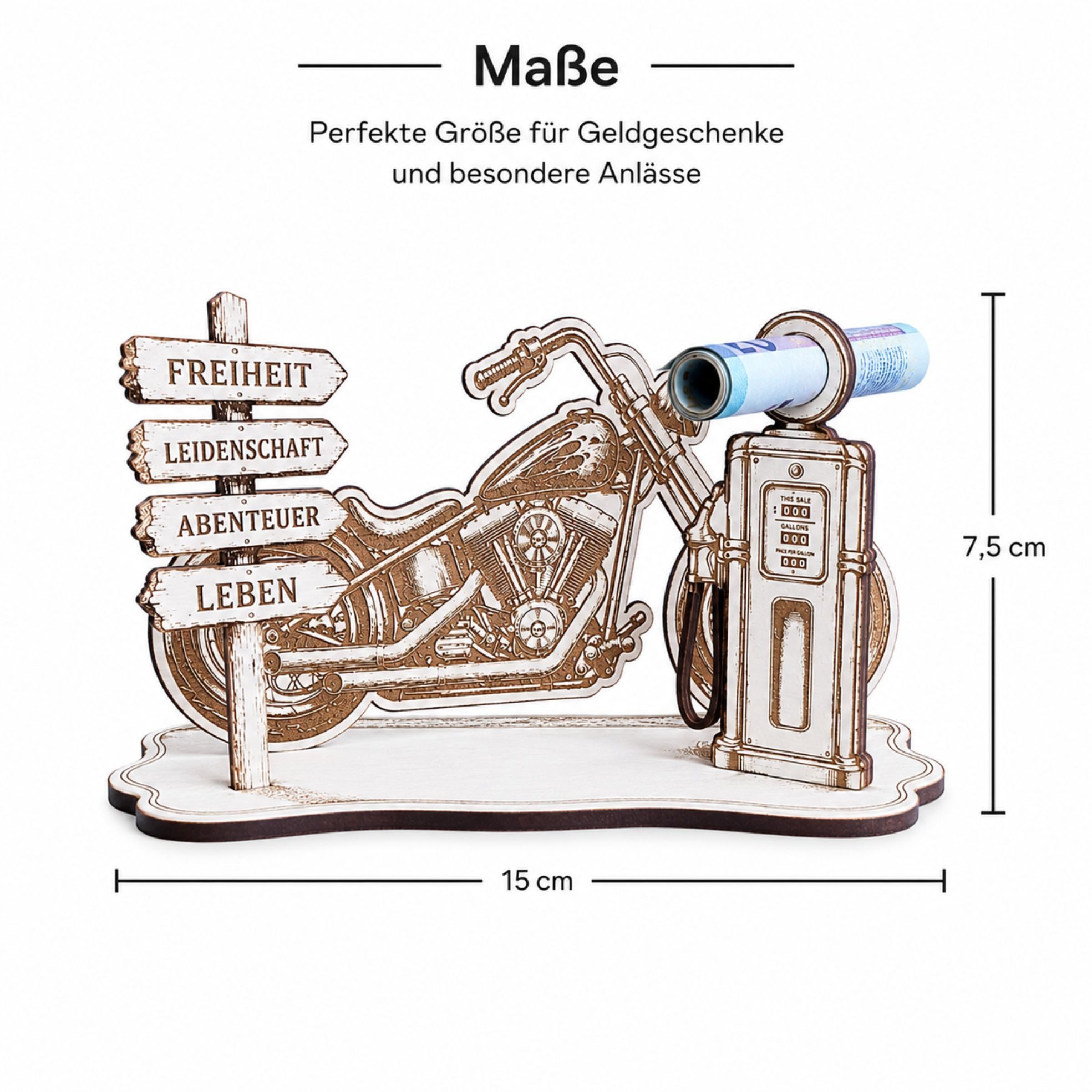 Dekolando Geschenkkarte Geldgeschenk Motorrad Biker Geschenk Tankgutschein 15 x 7,5 cm – Bild 3 von 5