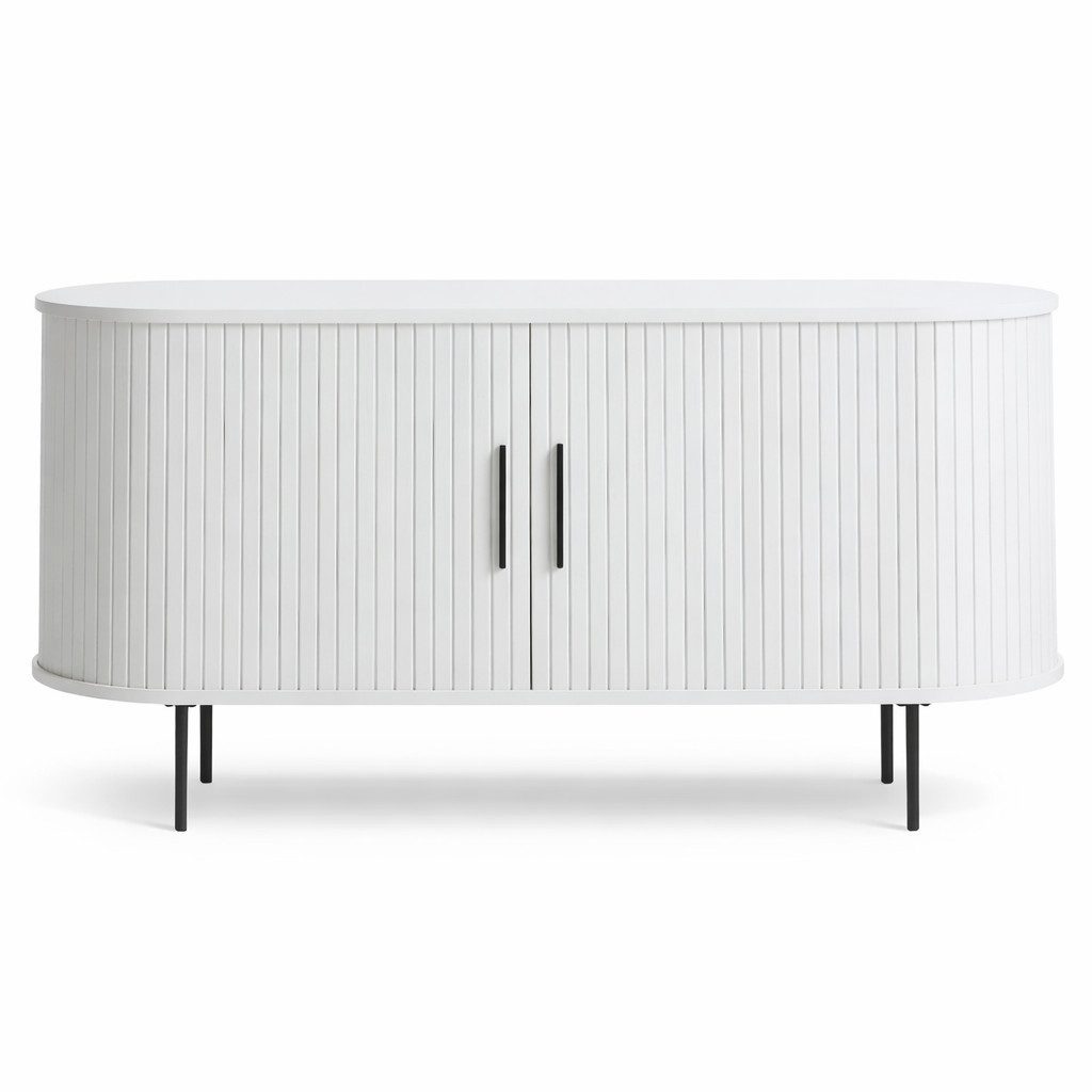 Liadomo Sideboard Uriel, Kommode, Stauraummöbel, 140 oder 180 cm Breite, Furnier in Echtholz, Schiebetüren, Lamellen-Optik, vier Farben