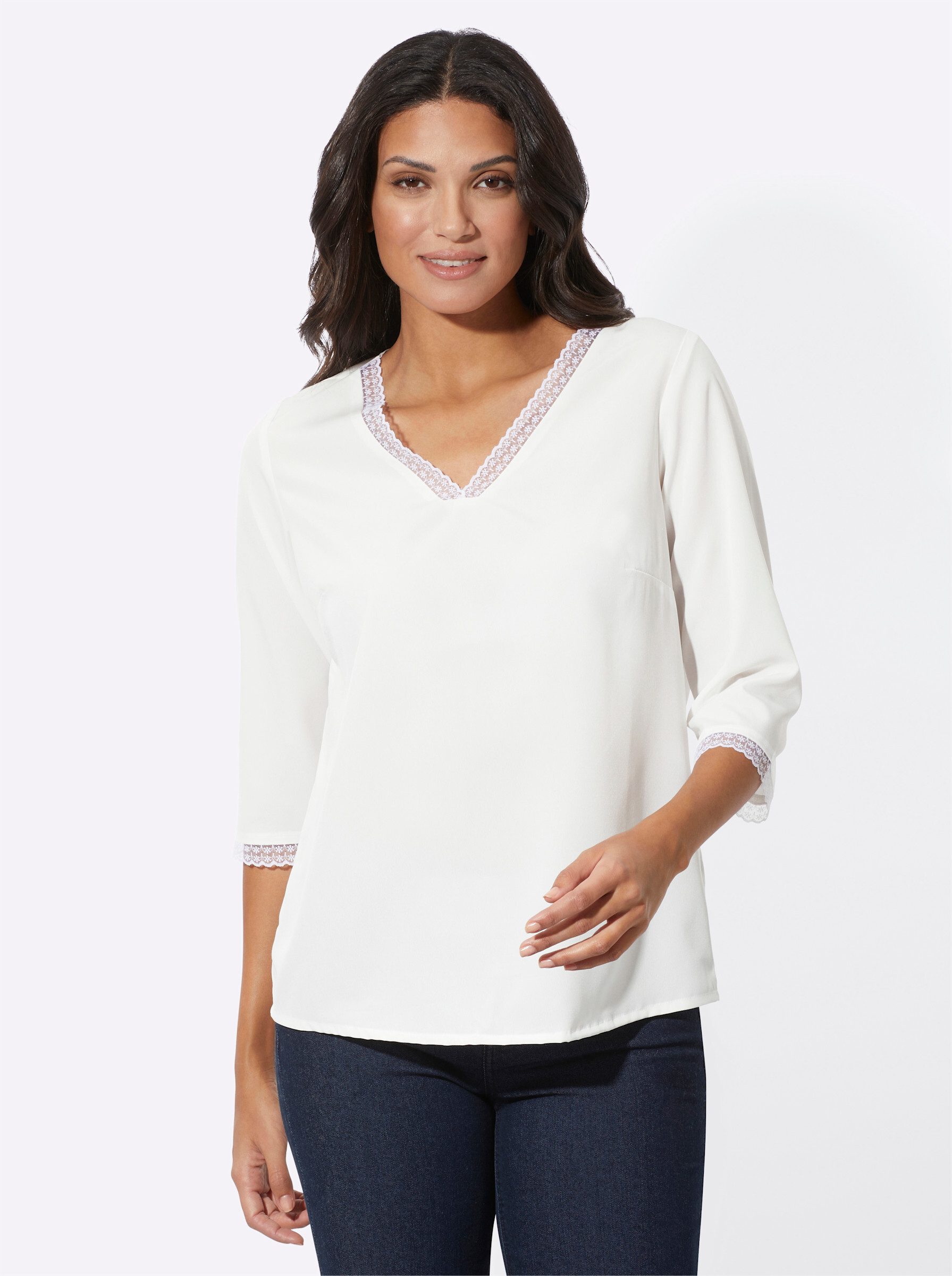 Sieh an! Klassische Bluse Spitzenbluse günstig online kaufen