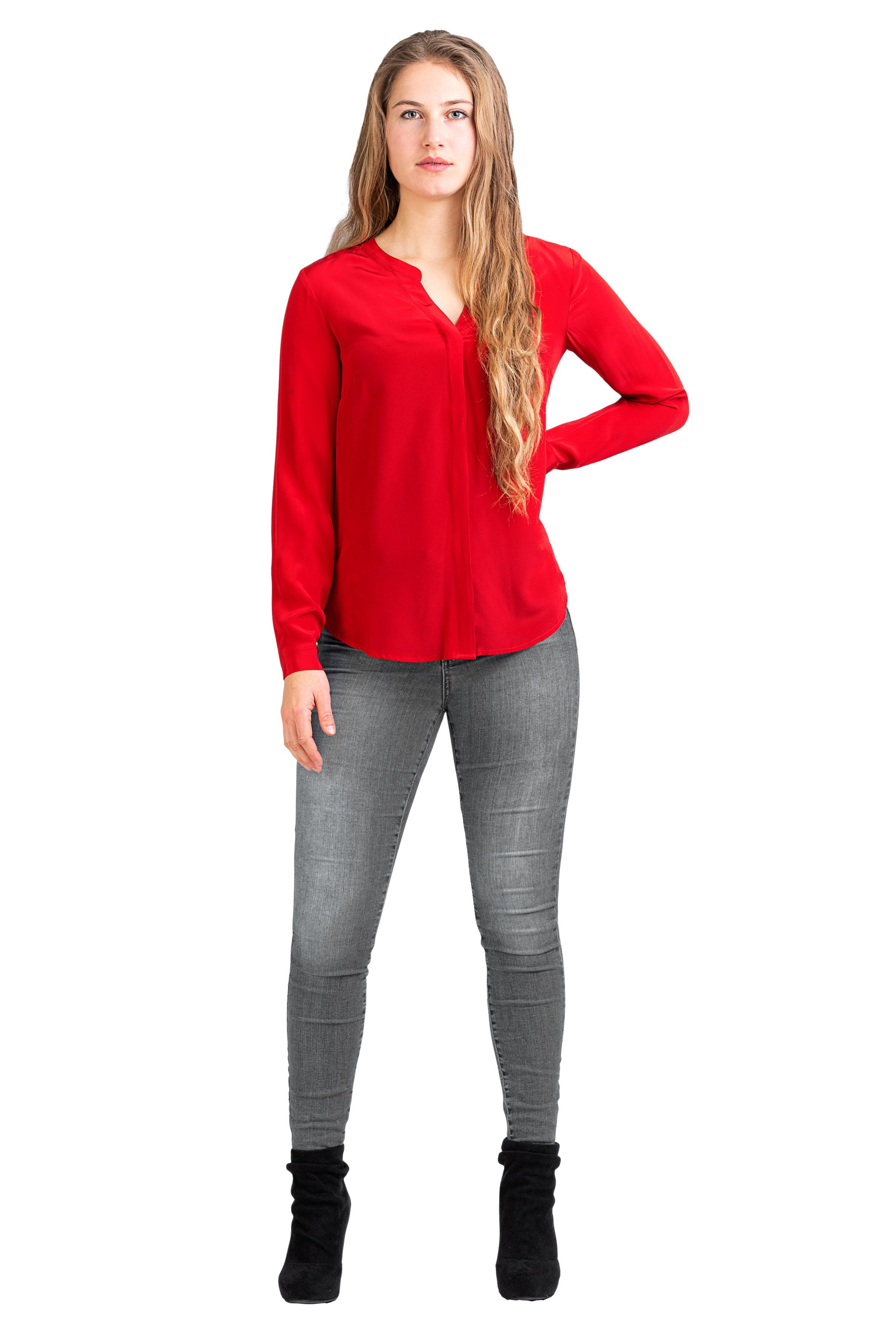 Nobicetta Posh Damen dunkel Seidenbluse Bluse Seide Seidenbluse rot aus 100% Gear