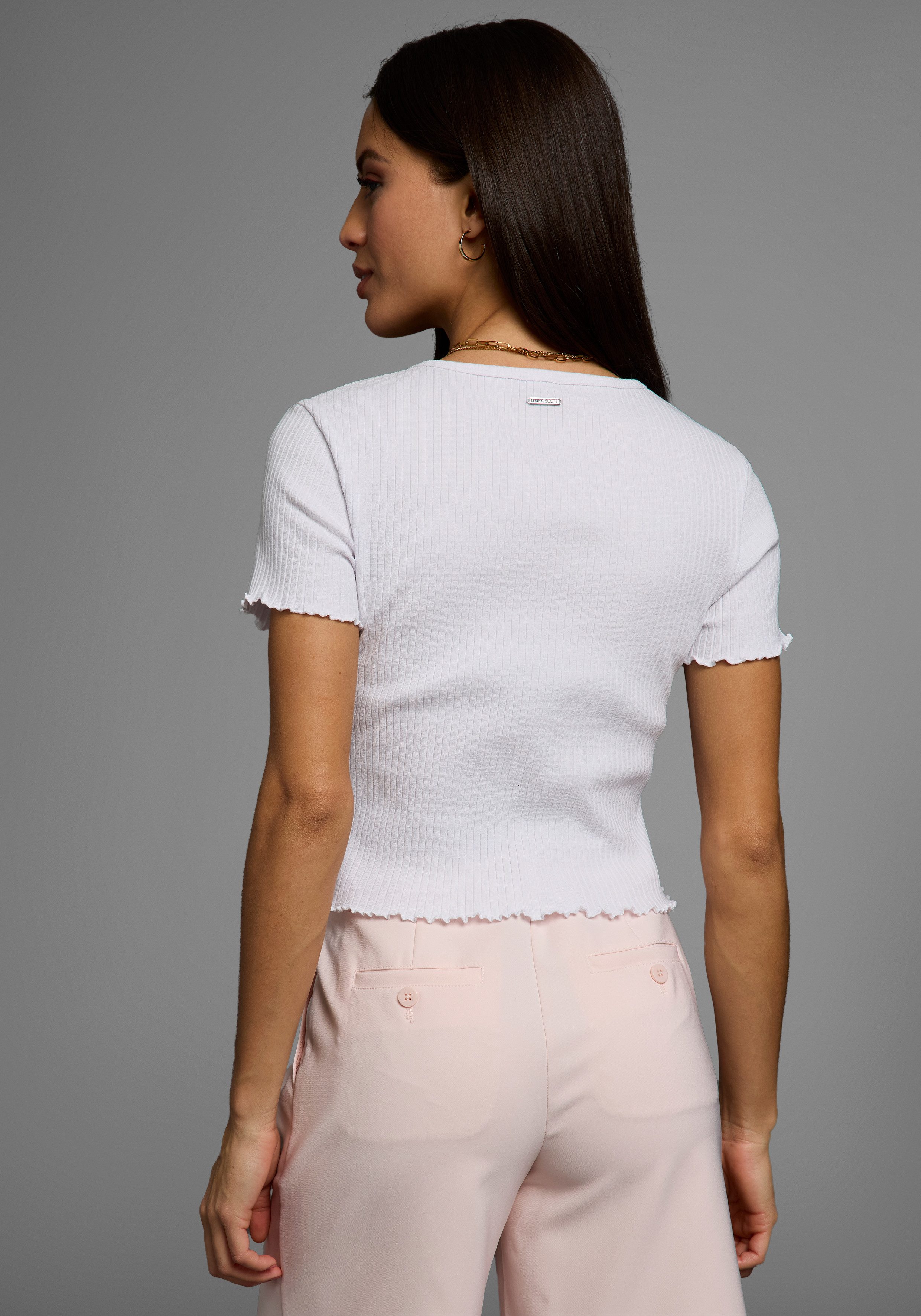 Laura Scott Kurzarmshirt mit gewelltem Saum günstig online kaufen