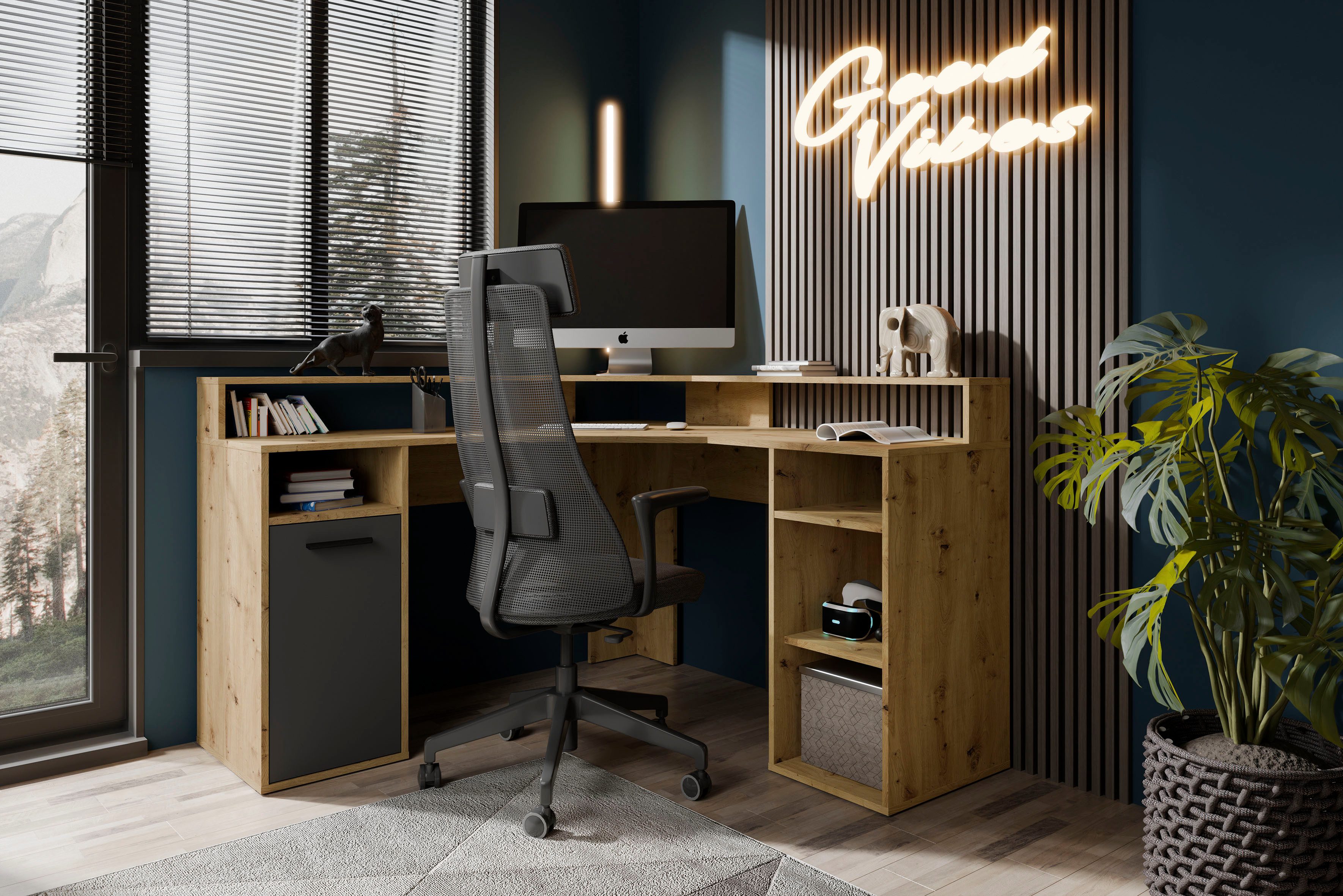 byLIVING Gamingtisch Fox, Breite 139 cm, moderner Eck-Schreibtisch günstig online kaufen