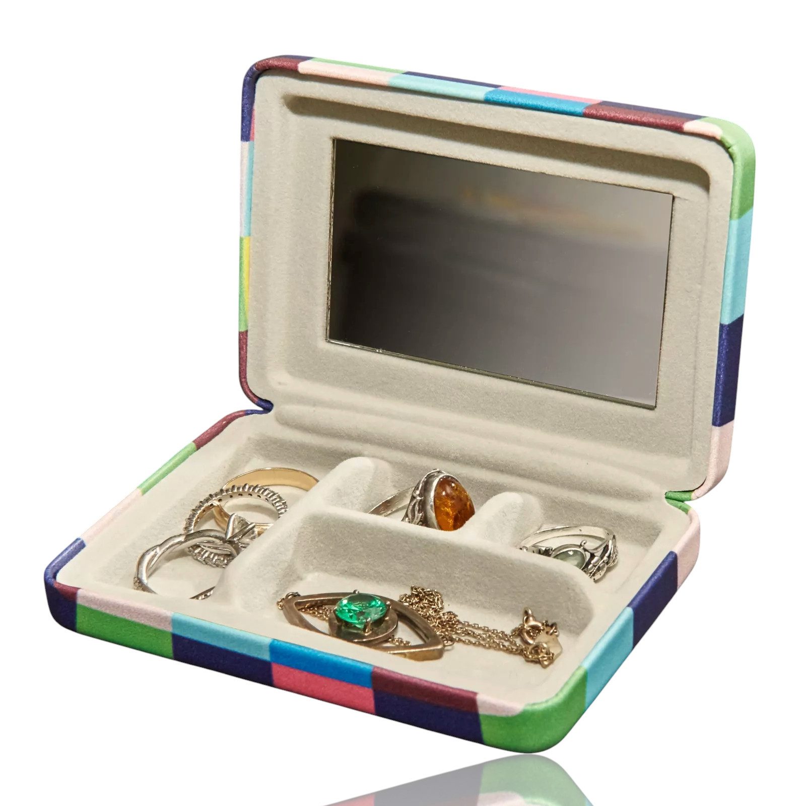 WestCraft Schmucketui tragbares kleines Schmuckkästchen Etui, Reise Schmuckaufbewahrung, Schmuckschatulle Reise Mini Jewelry Box für Ringe, Ohrringe, Halskette – Bild 2 von 5