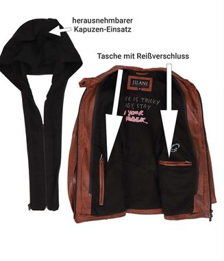 Jilani Lederjacke Talisa Echtleder Lederjacke Kapuze Lammnappa rotbraun