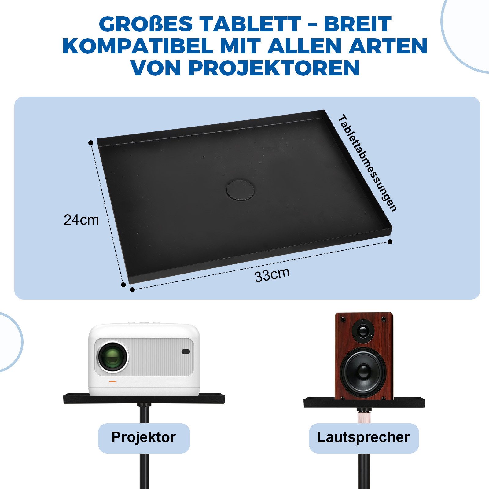 JOYOLEDER Beamer-Standfuß Beamer Ständer - Multifunktionaler Bodenständer verstellbar Höhe, (57,5cm bis 160cm, 10KG Kapazität, kompatibel mit Projektoren, Kameras & Laptop für für Zuhause, Büro)