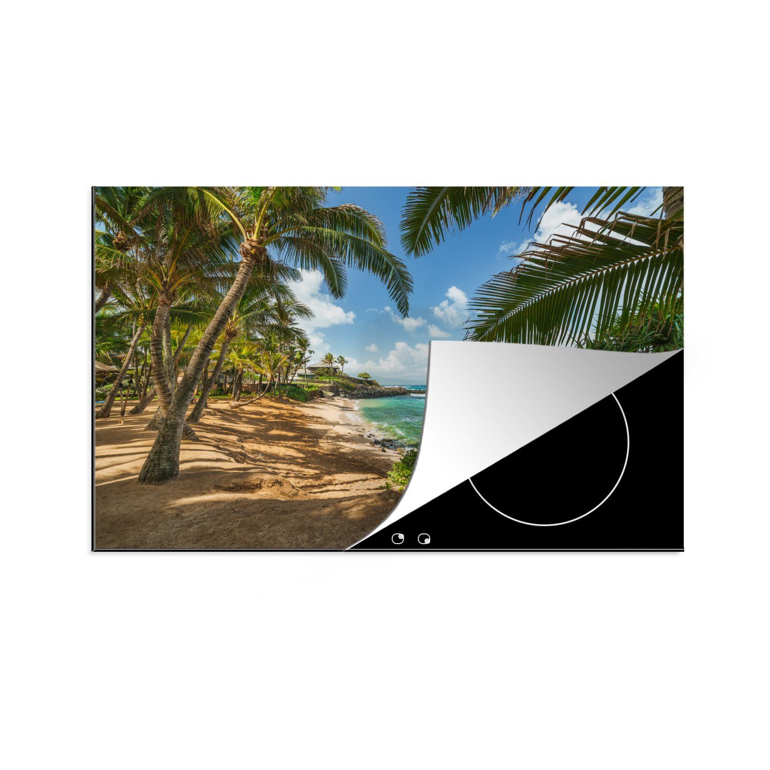 küche, 81x52 Induktionskochfeld Tropisch Hawaii Vinyl, tlg), - (1 Ceranfeldabdeckung Schutz Herdblende-/Abdeckplatte Palmen, - die MuchoWow für cm,