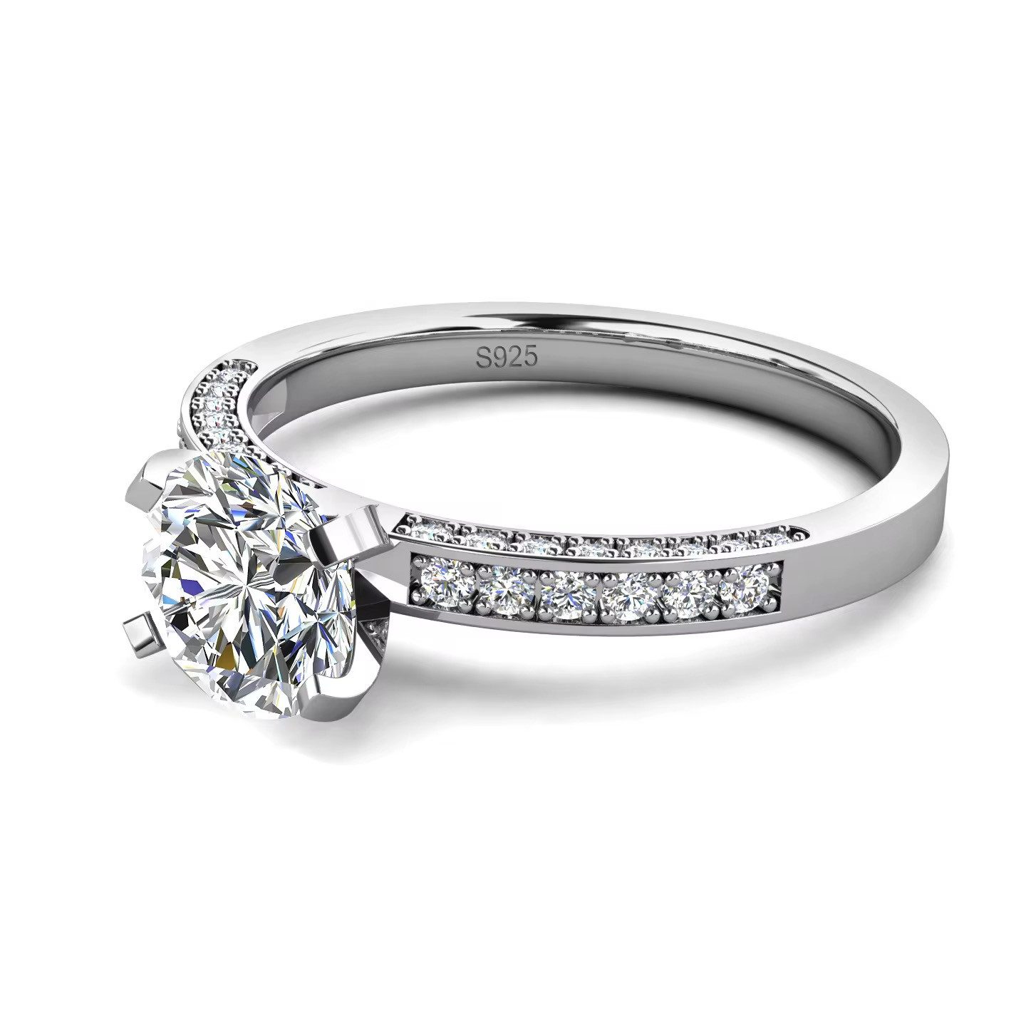 ROUGEMONT Verlobungsring Funkelnder Moissanit Solitär Damen Ring 925 Silber 1,0ct 7,0mm, Echtschmuck mit Echtheitszertifikat