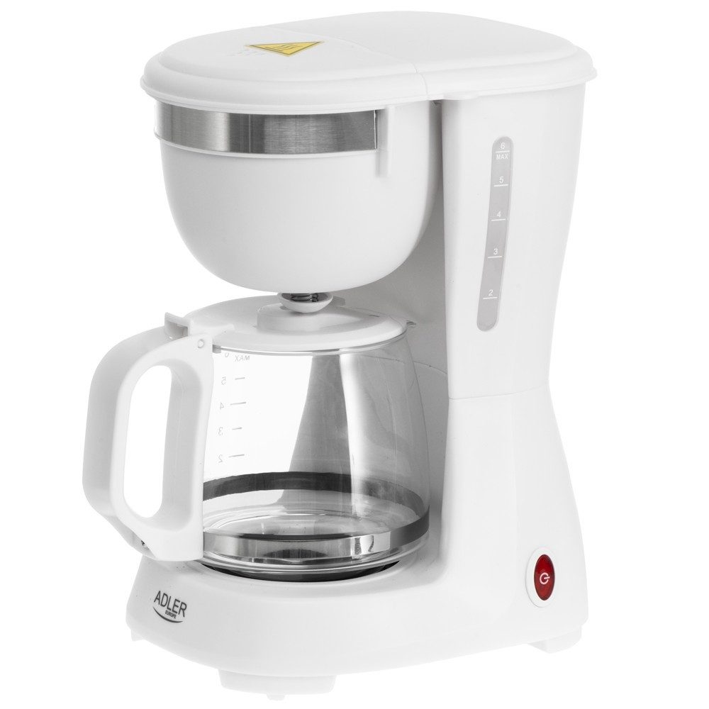ADLER EUROPE Filterkaffeemaschine AD 4381, 0,6l Kaffeekanne, Papierfilter, wiederverwendbarer Nylonfilter, für gemahlenen Kaffee, Warmhaltefunktion, kompakt Tropfstopp, Weiß