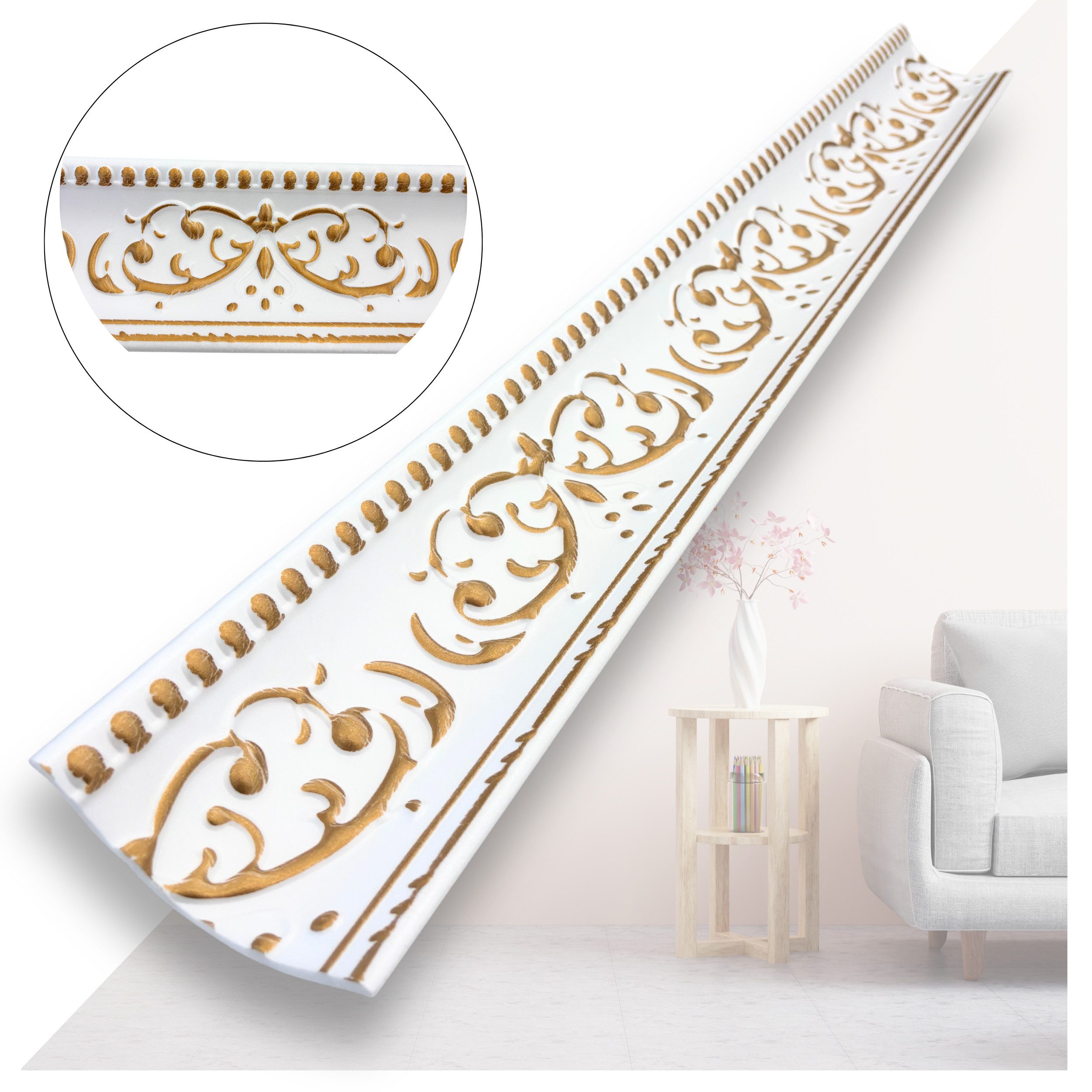 IKHEMalarka Deckenleiste Stuckleisten aus XPS Polystyrol – weiße Zierleiste günstig online kaufen