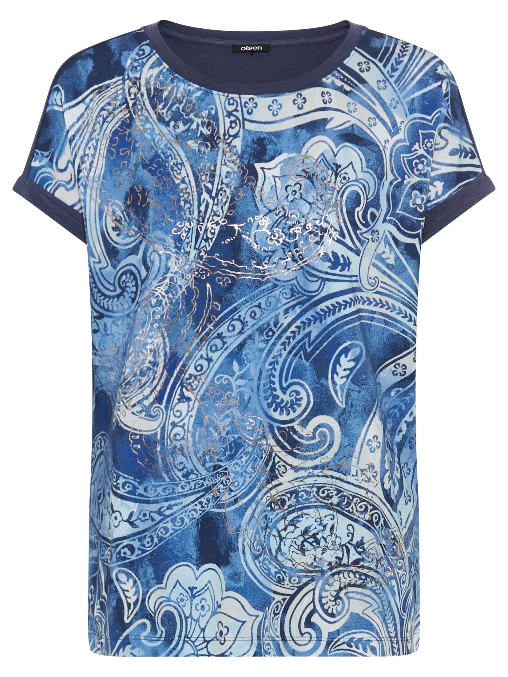 Olsen Rundhalsshirt (1-tlg) mit Panneaux-Print günstig online kaufen