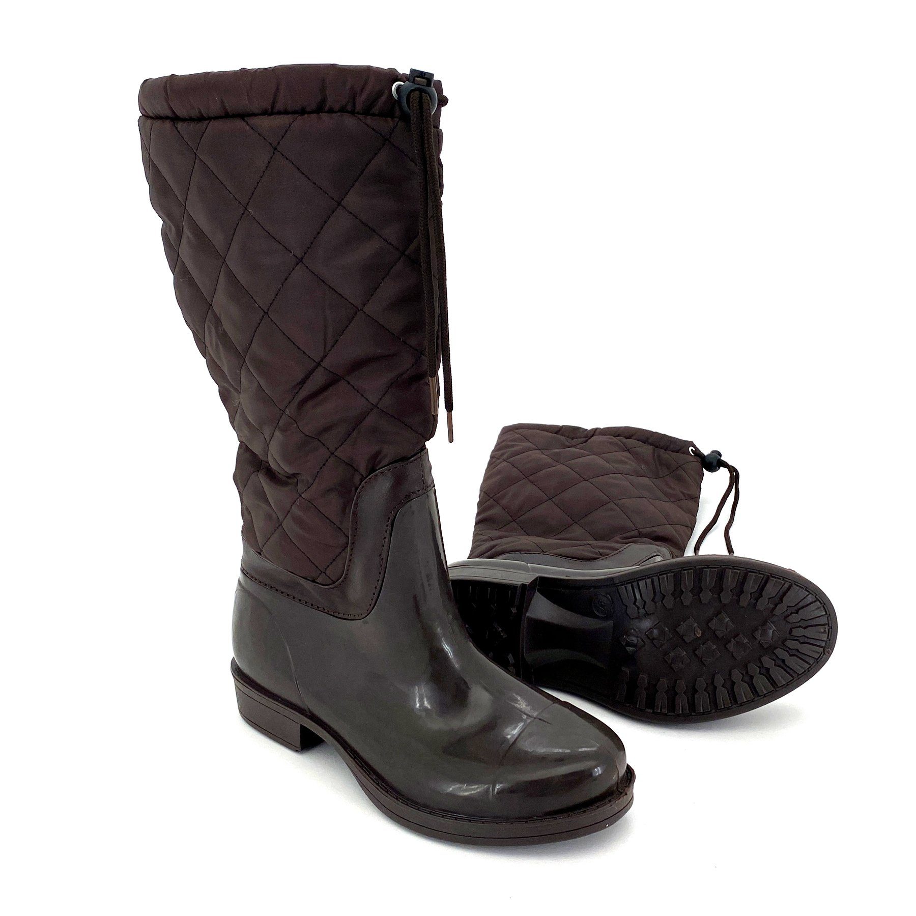 heimtexland Gummistiefel Daunen Stiefel Hochschaft Trend Boots Gummistiefel (Typ880) gesteppt I wasserdicht I Damen Mädchen Regenstiefel Braun