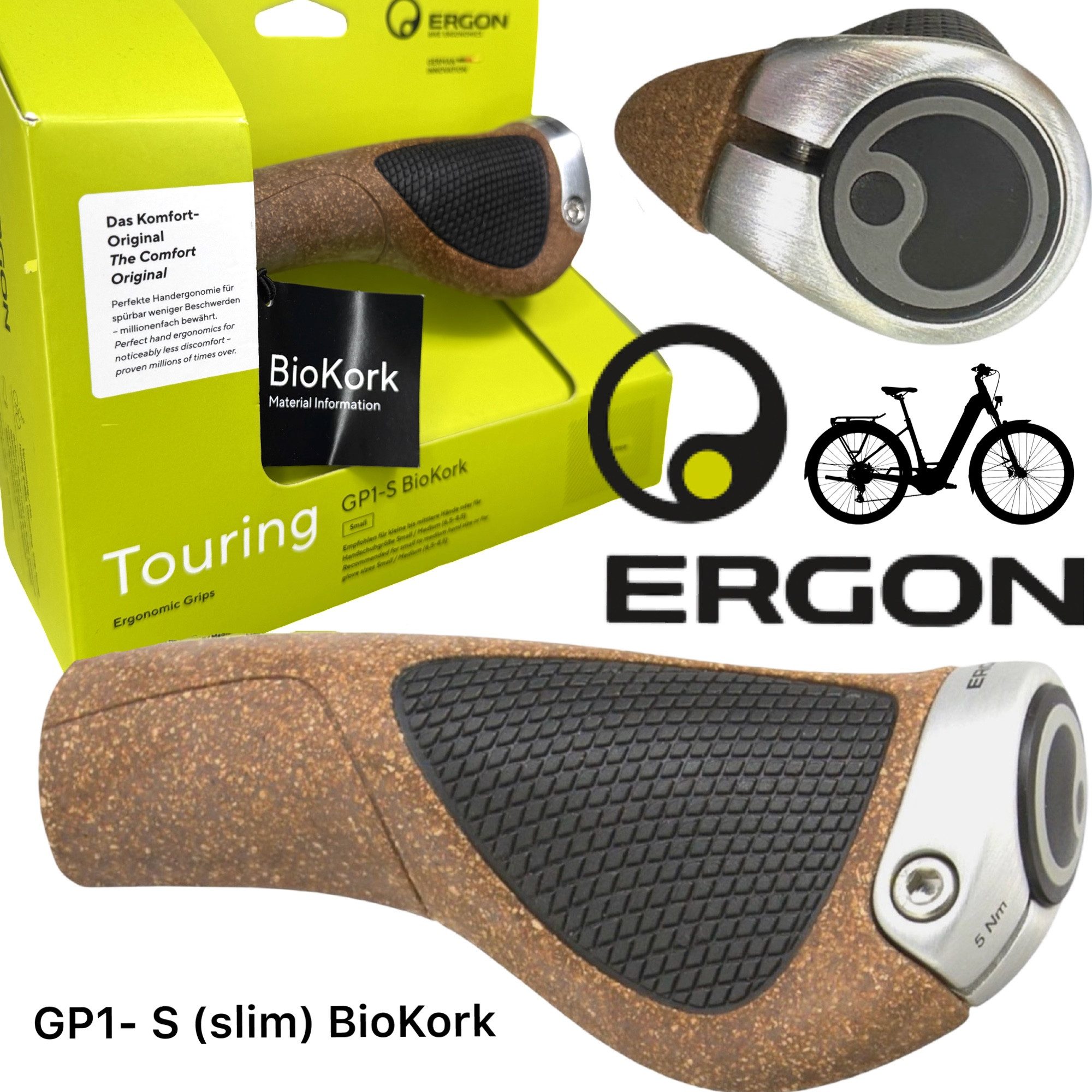 Ergon Fahrradlenker Ergon GP1-S BioKork City Tour Ebike Ergo komfort Fahrrad Griffe
