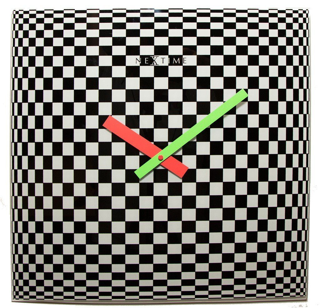 NEXTIME Wanduhr Wanduhr Designeruhr Glasuhr Uhr Modern Viktor 43x43cm Schwarz Weiß