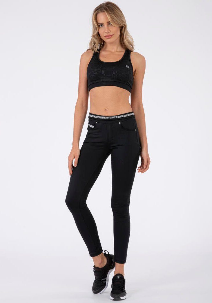 black Taillenbund NOW SKINNY Freddy YOGA umschlagbaren mit Leggings