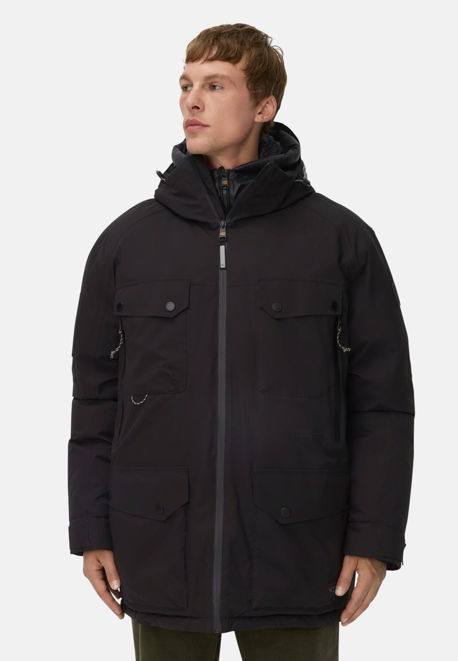 camel active Funktionsjacke mit reflektierenden Details Langarm Kapuze Markenlabel