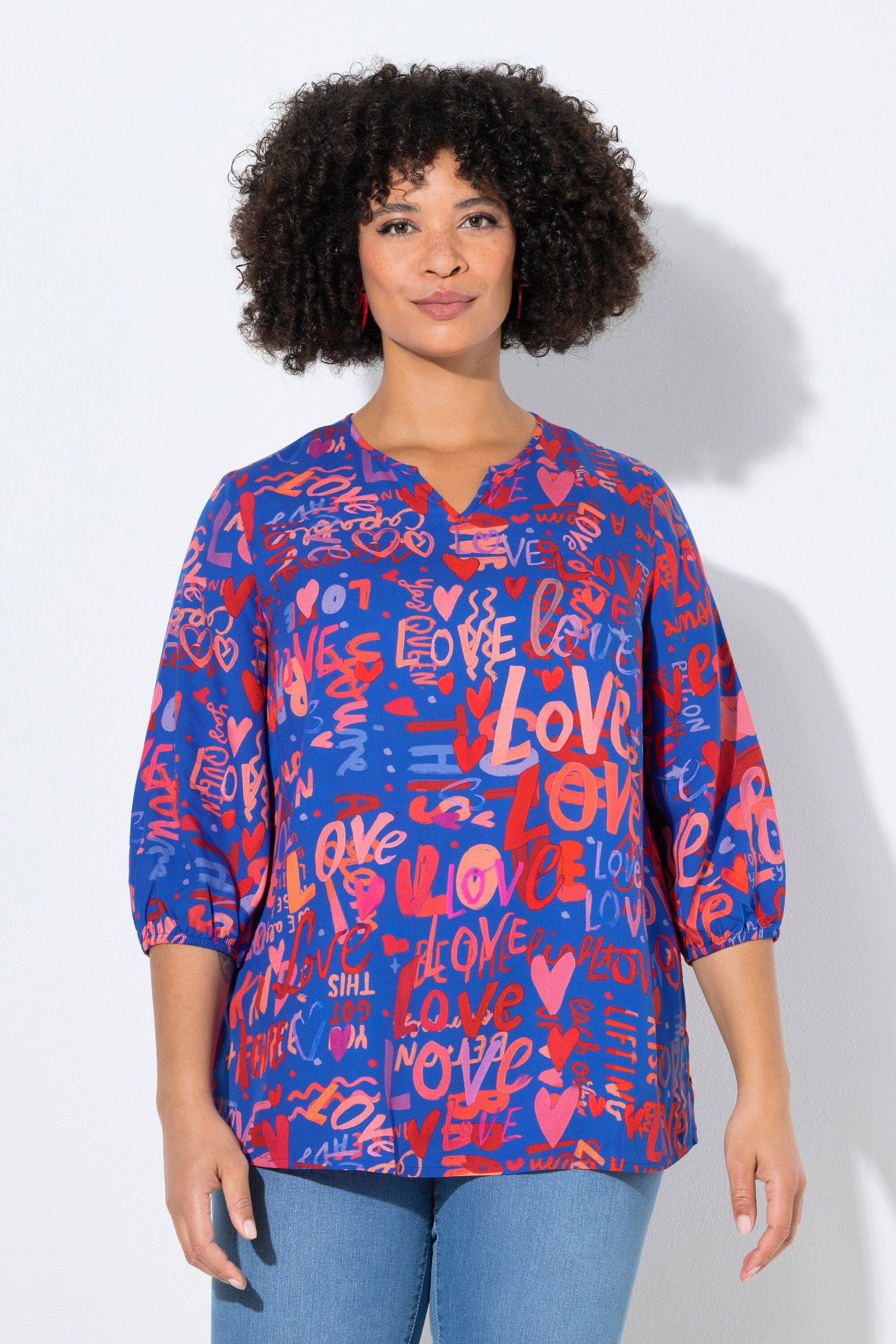 Angel of Style Tunika Bluse LOVE-Muster Schlupfform 3/4-Ärmel günstig online kaufen