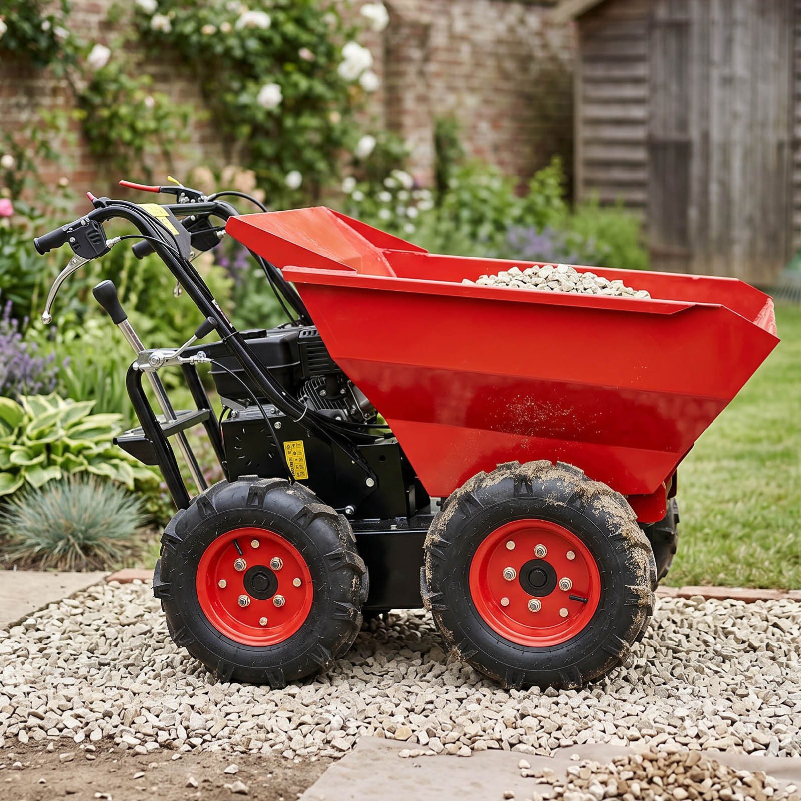 BRAST Dumper Benzin Mini Motor-Schubkarre Radlader, großer Kippbehälter, Allradantrieb