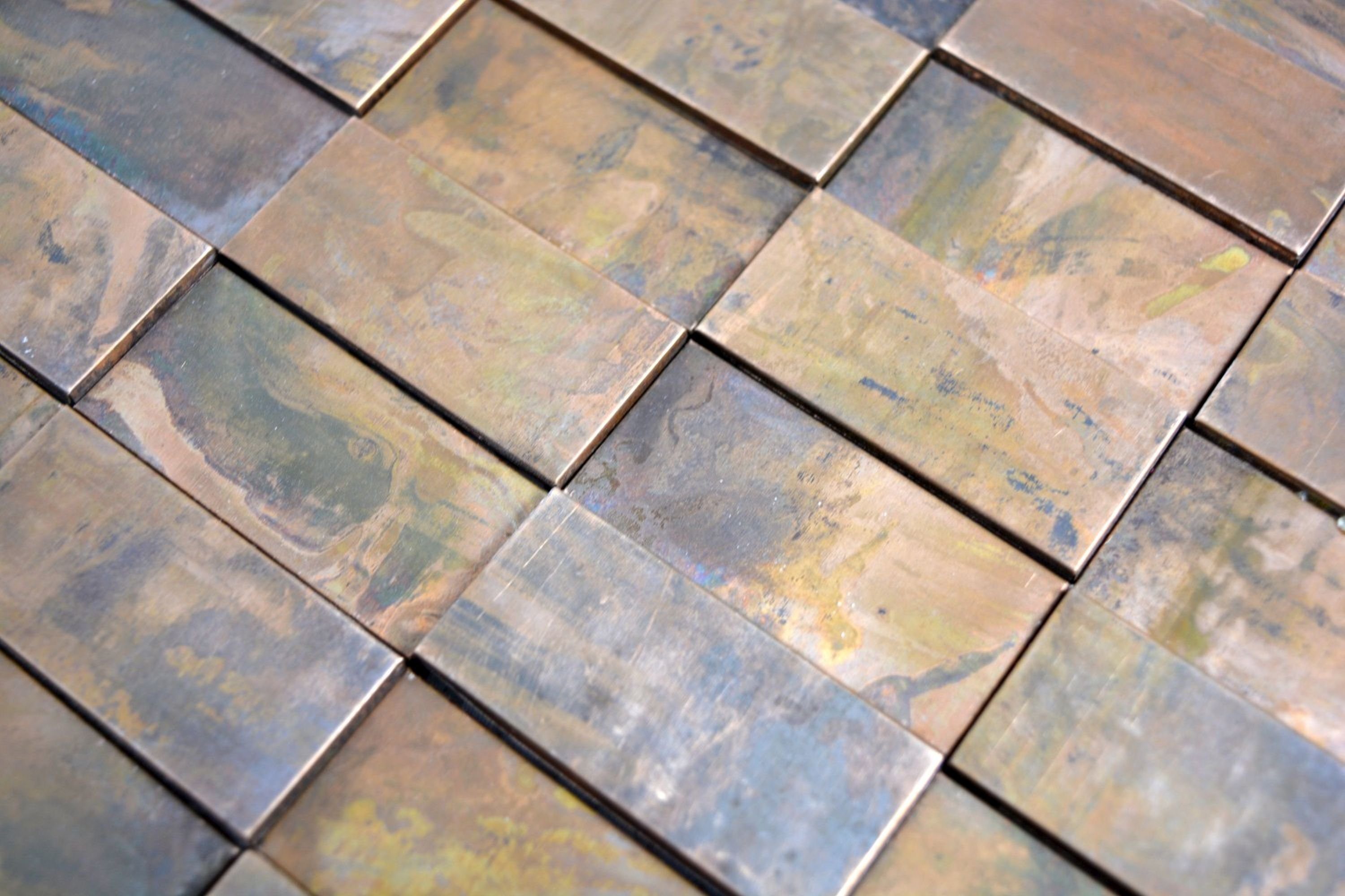 Kupfermosaik Küchenrückwand 3D Mosani braun Stäbchen Wand Fliese Mosaikfliesen